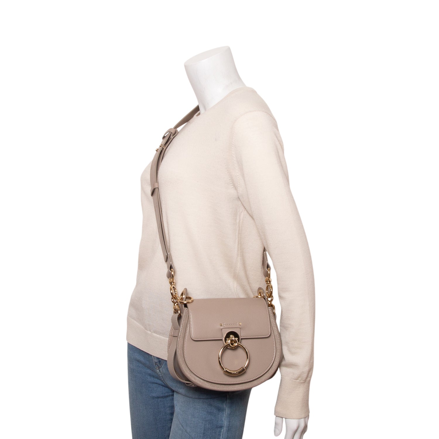Chloe 2022 Taupe Calfskin Small Tess Bag w/ Straps