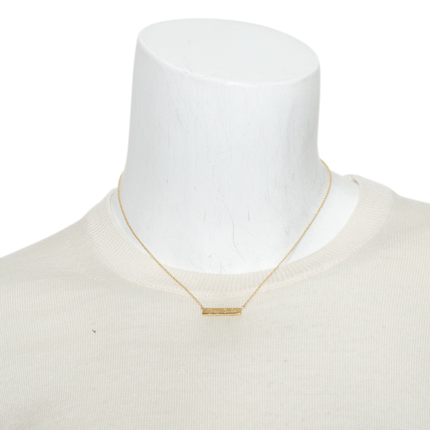 Tiffany & Co. 18k Yellow Gold Notes Bar Pendant Necklace w/ Box