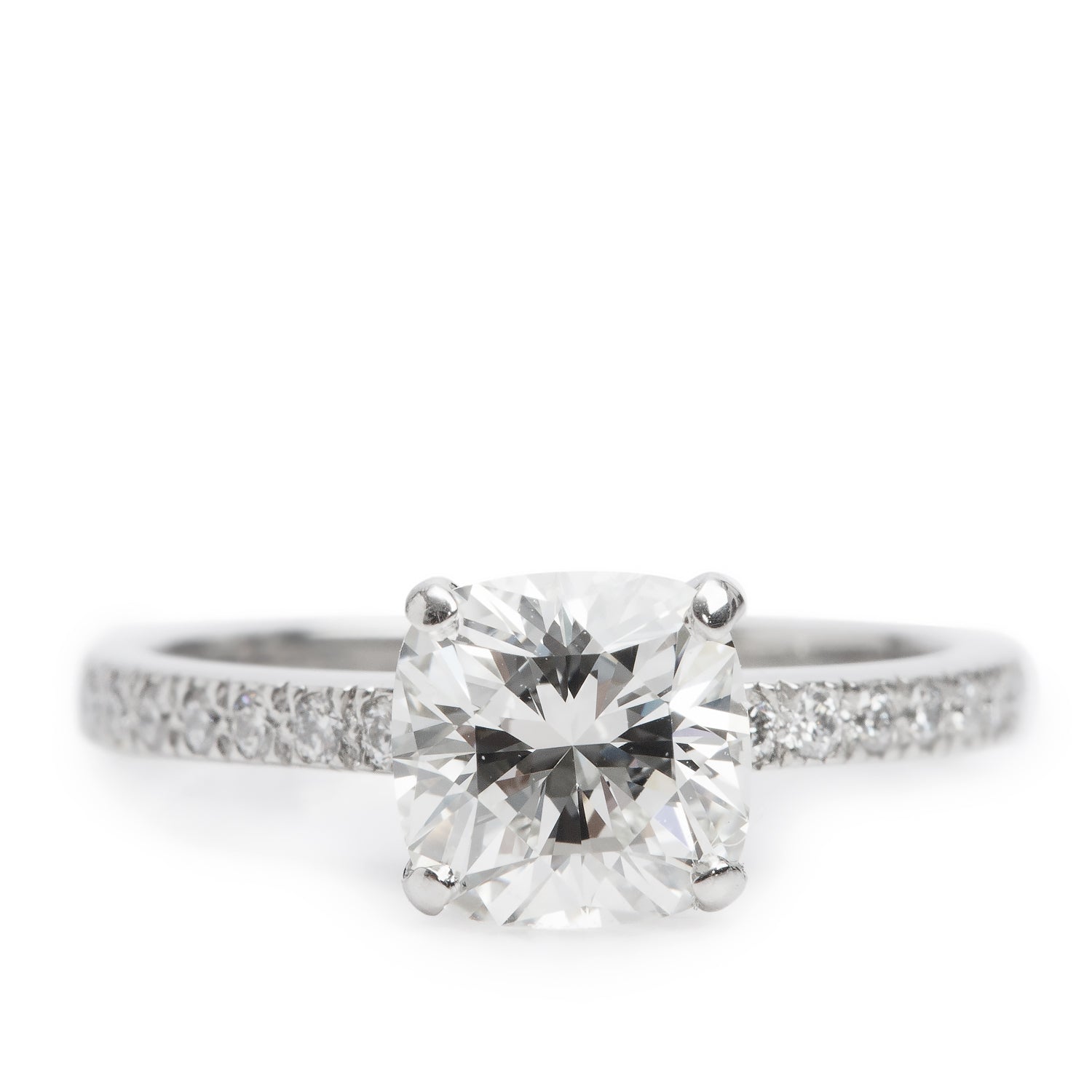 Tiffany & Co. Platinum 1.51 ct. Cushion Cut Diamond Engagement Ring, Size 6 w/ Box & Paperwork