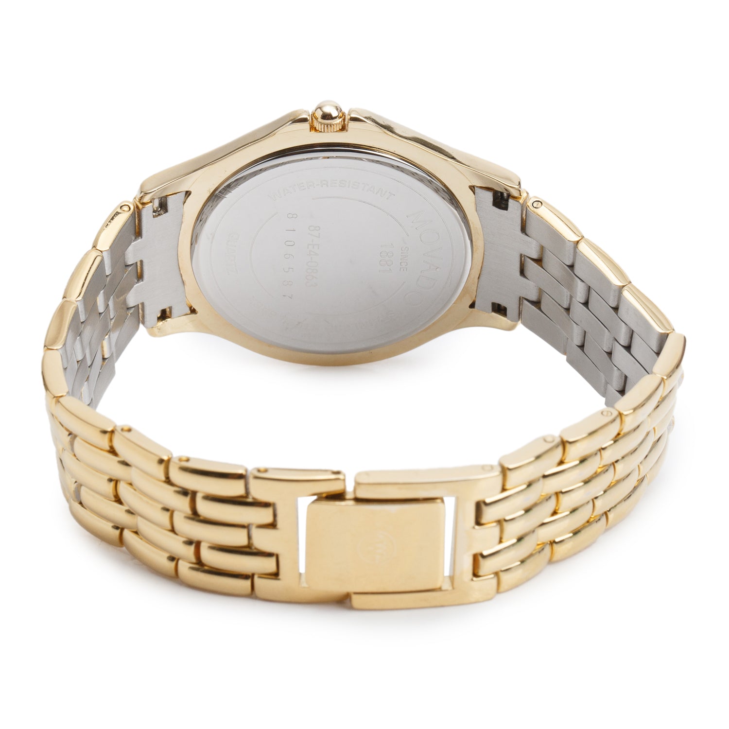 Movado Gold Plated Stainless Steel Museum 35 MM Quartz Watch Black Dial