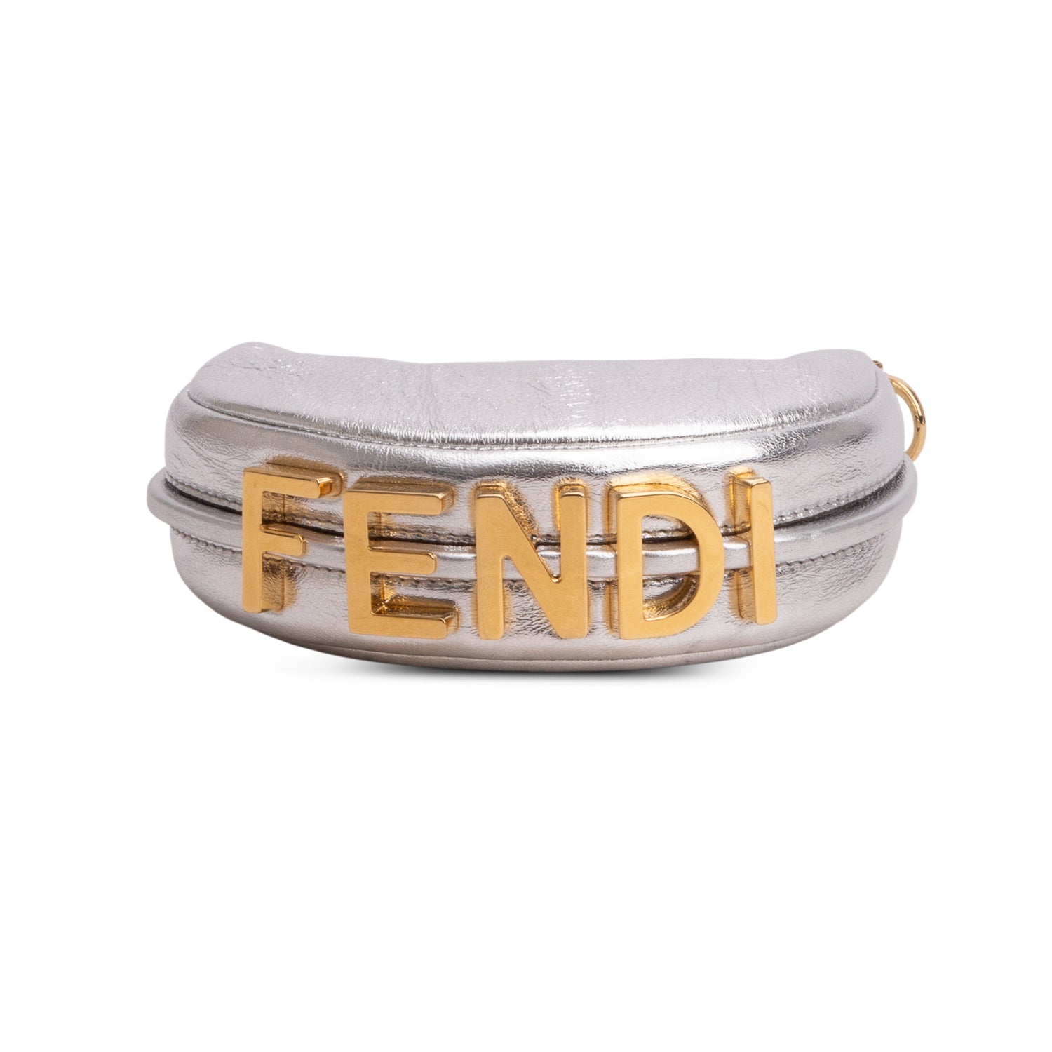 Fendi 2022 Silver Vitello Grace Matte Nano Fendigraphy Hobo Charm