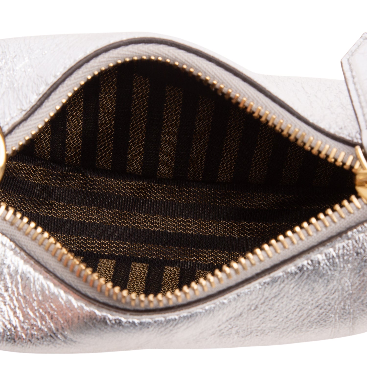 Fendi 2022 Silver Vitello Grace Matte Nano Fendigraphy Hobo Charm