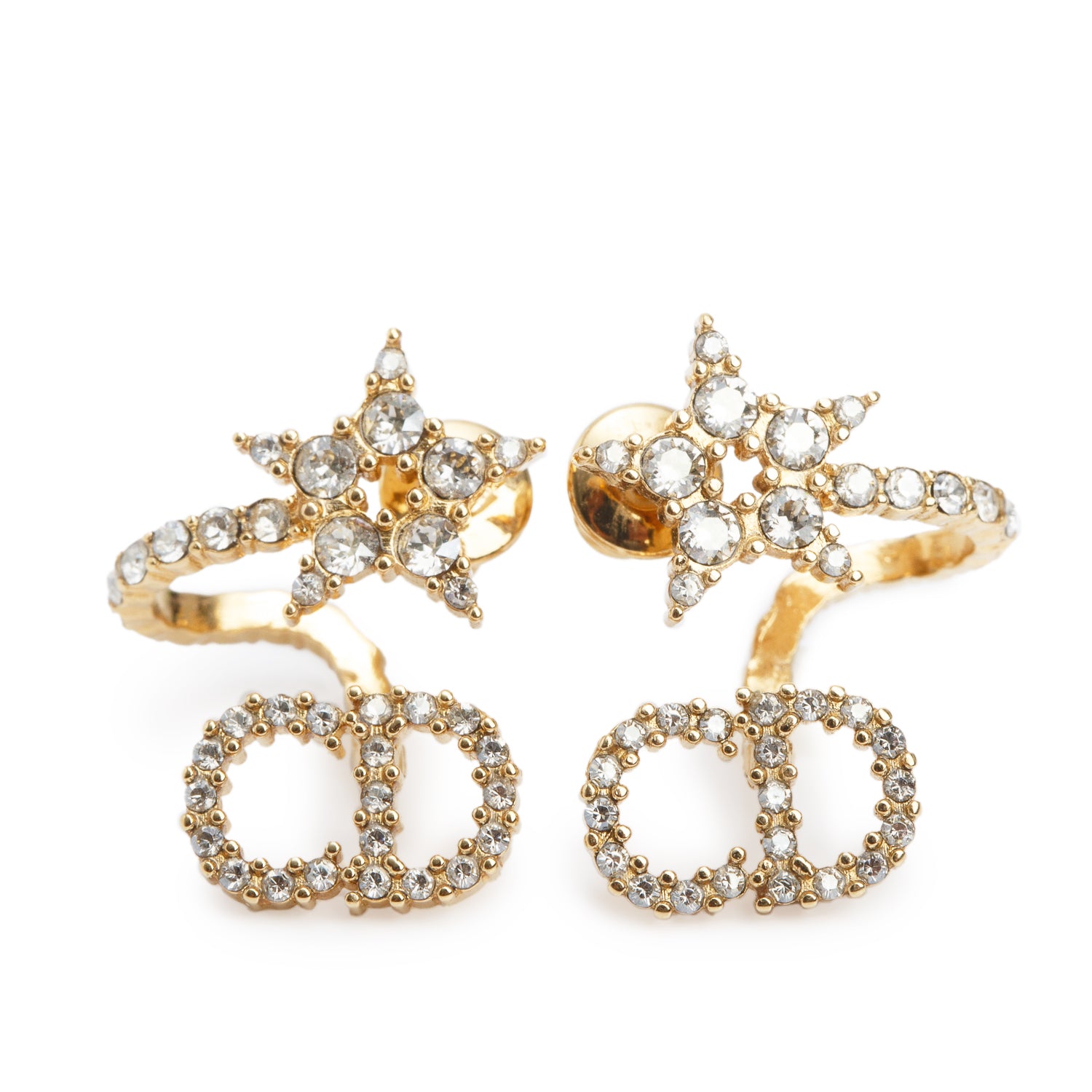 Christian Dior Gold Plated & Crystal Clair D Lune Wrap Earrings