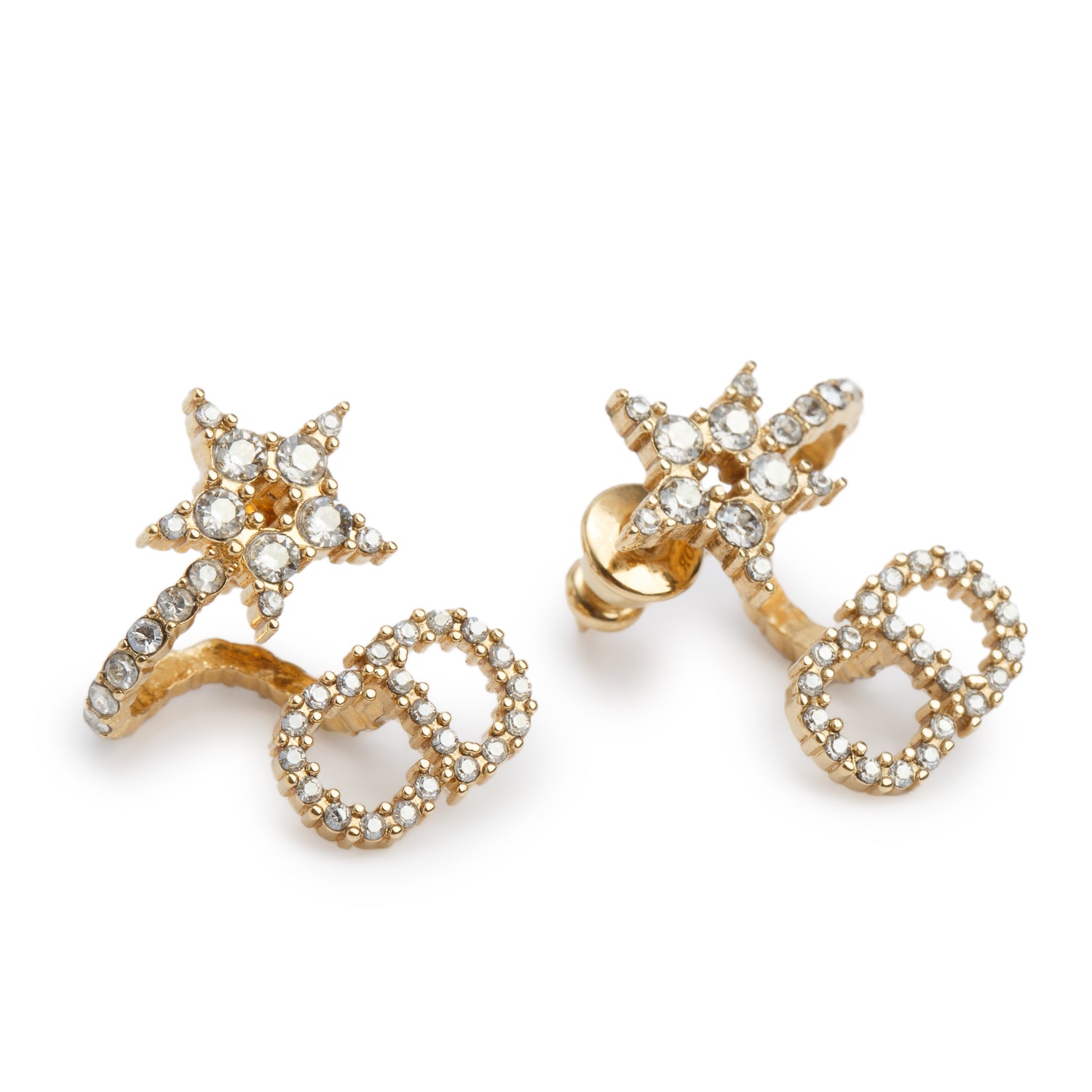 Christian Dior Gold Plated & Crystal Clair D Lune Wrap Earrings