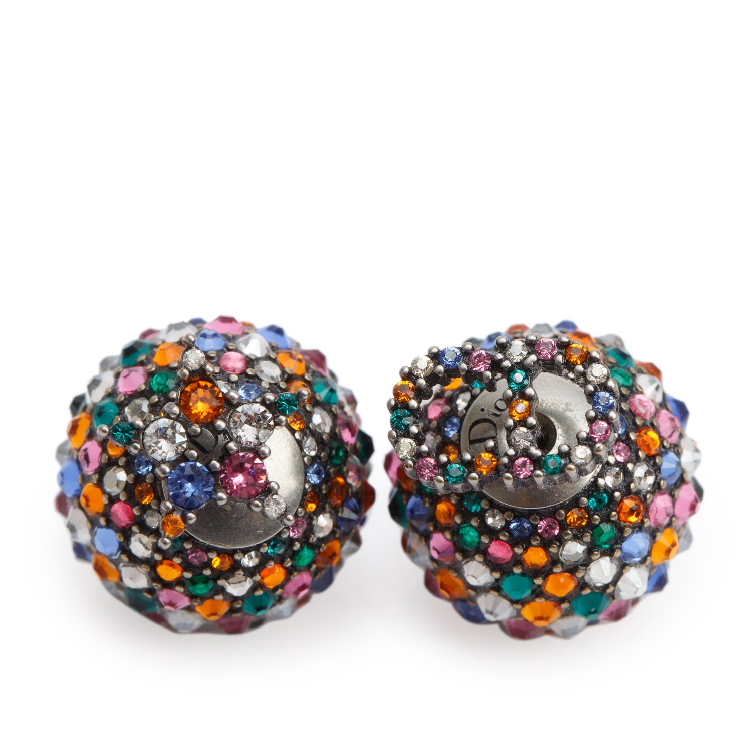 Christian Dior Silver Plated Multicolor Crystal Cd & Star Mise En Dior Tribales Earrings