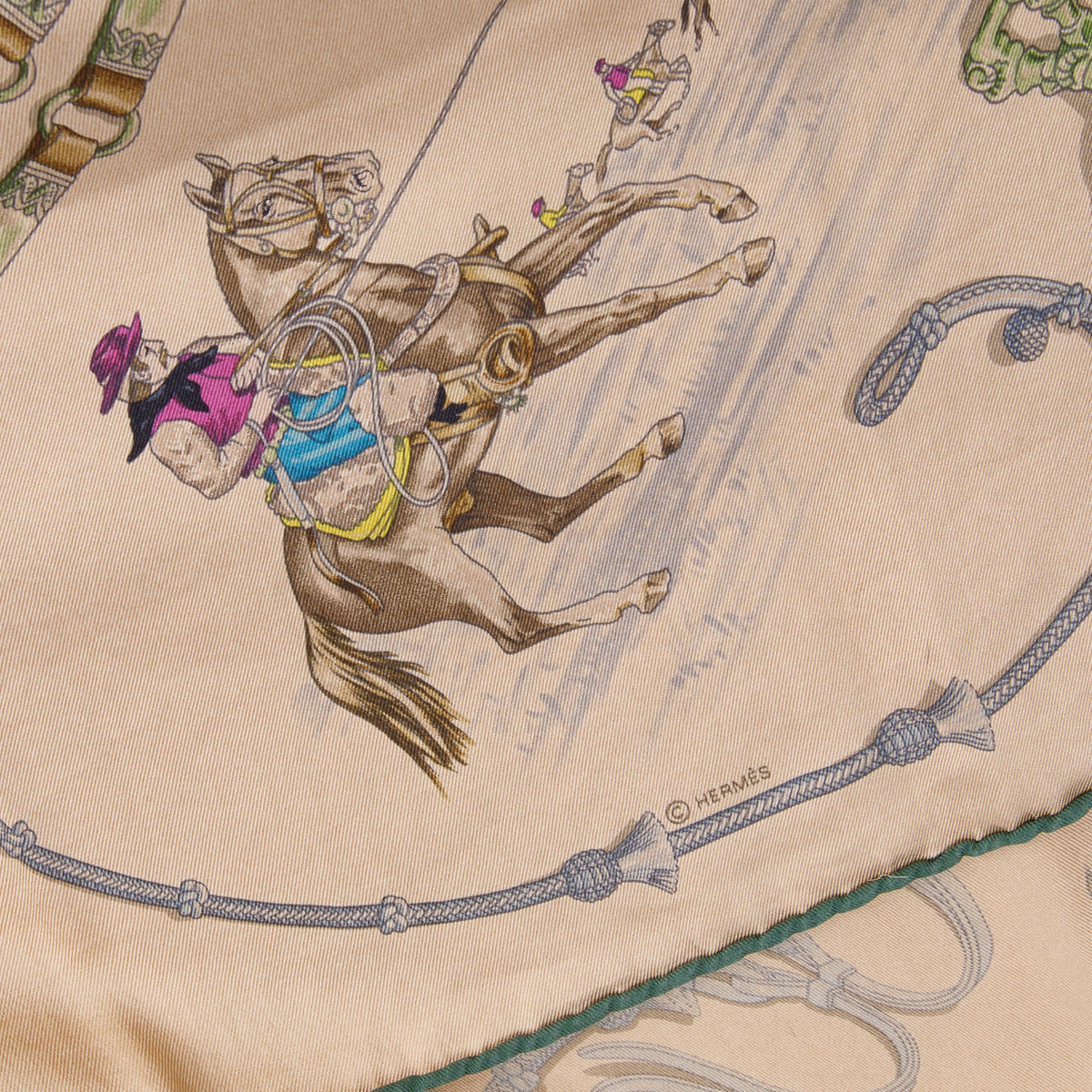 Hermes Brown & Multicolor 'Pampa' Silk Scarf 70 w/ Box