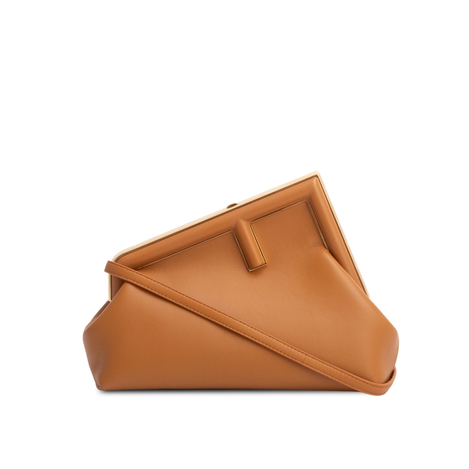 Fendi Brown Nappa Leather Small Fendi First Bag w/ Strap