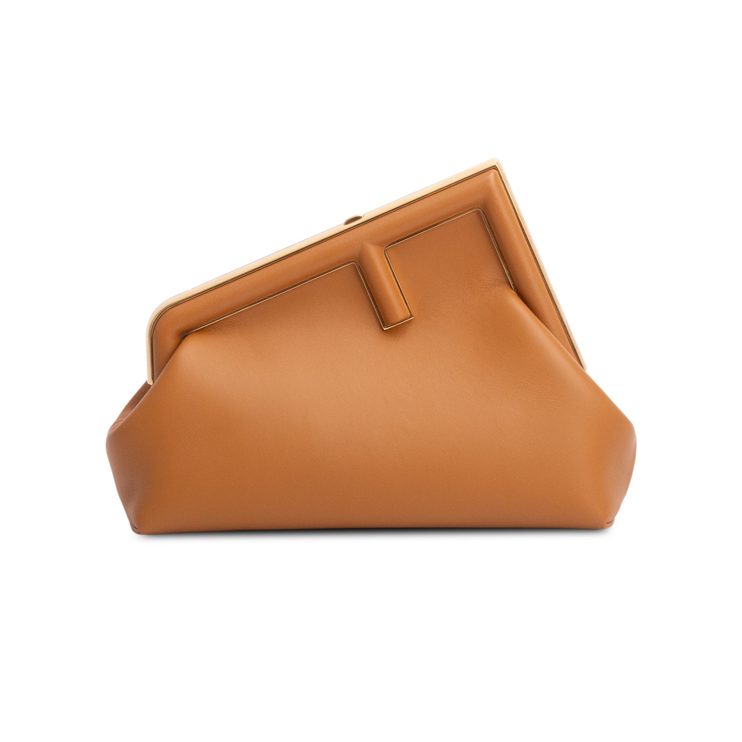 Fendi Brown Nappa Leather Small Fendi First Bag w/ Strap