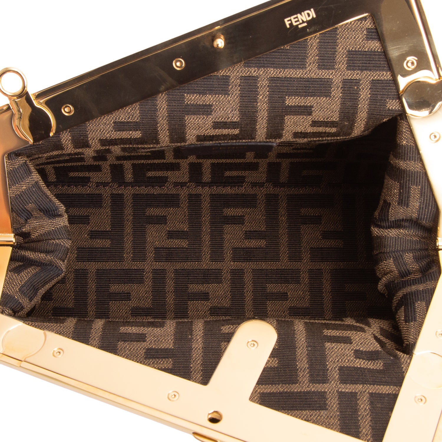 Fendi Brown Nappa Leather Small Fendi First Bag w/ Strap