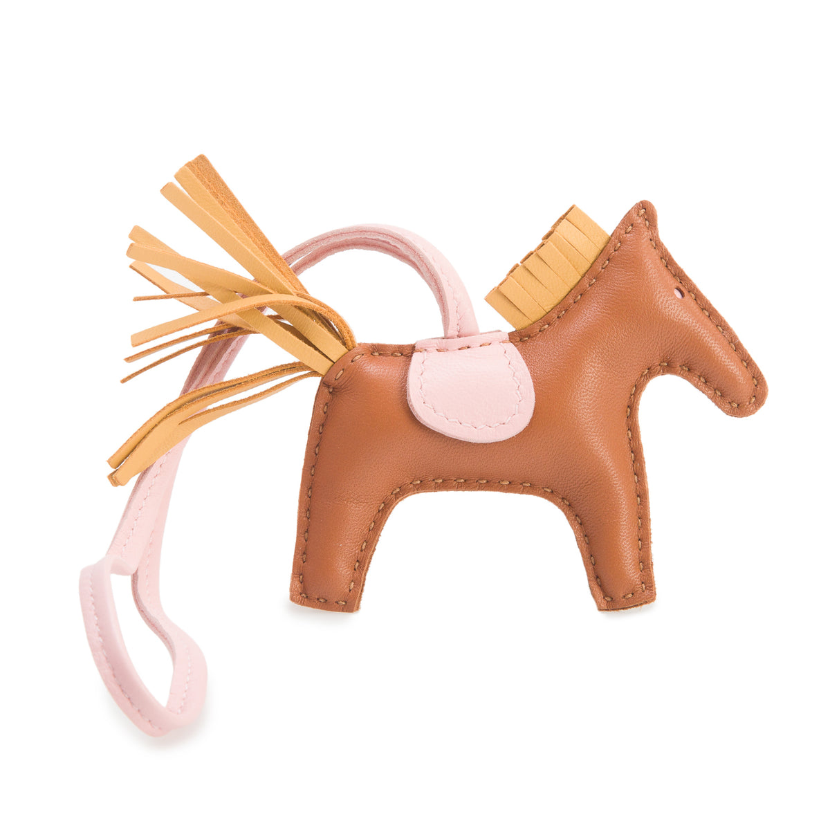 Hermes 2023 Gold/Rose Darling/Sesame Swift Rodeo Pegase Horse Bag Charm PM w/ Box