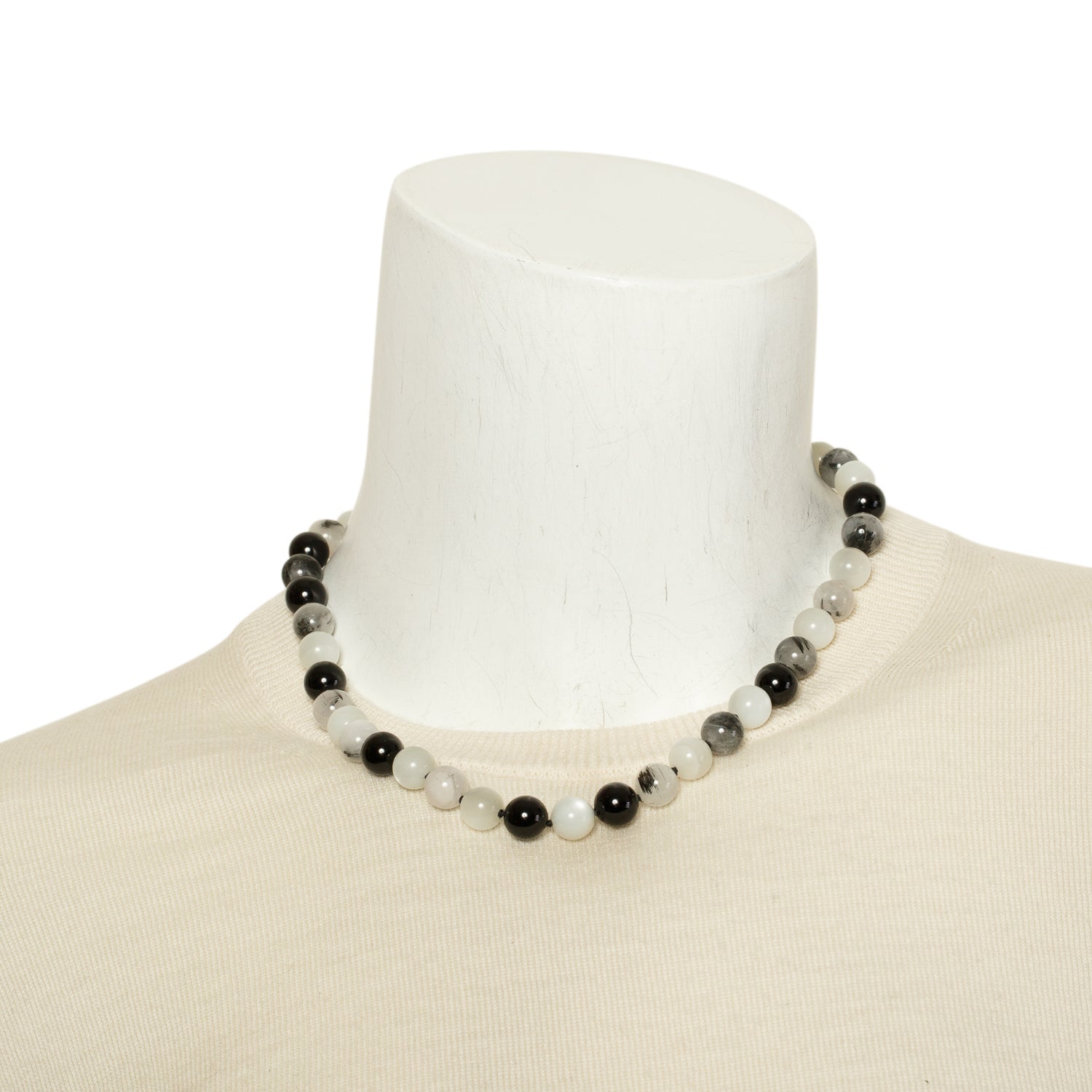 Tiffany & Co. Paloma Picasso Sterling Silver Moonstone, Tourmalinated Quartz & Onyx Bead Necklace