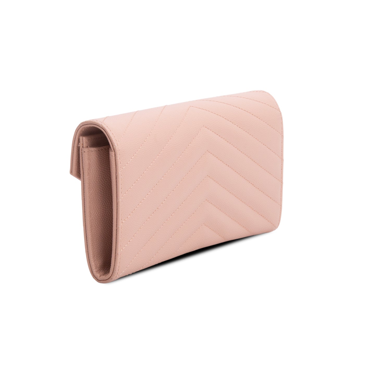 Saint Laurent 2023 Pink Grain de Poudre Cassandre Matelasse Large Flap Wallet
