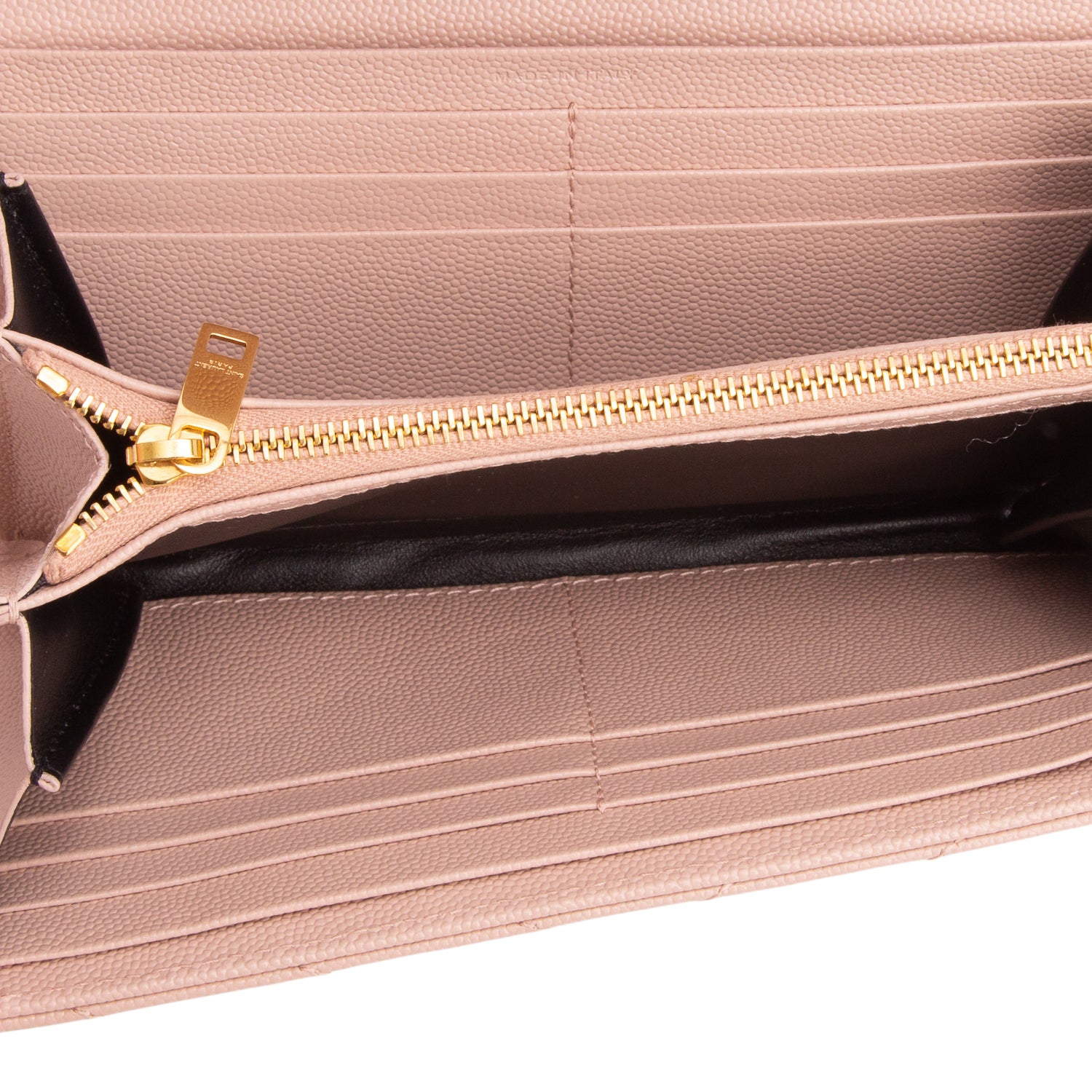 Saint Laurent 2023 Pink Grain de Poudre Cassandre Matelasse Large Flap Wallet