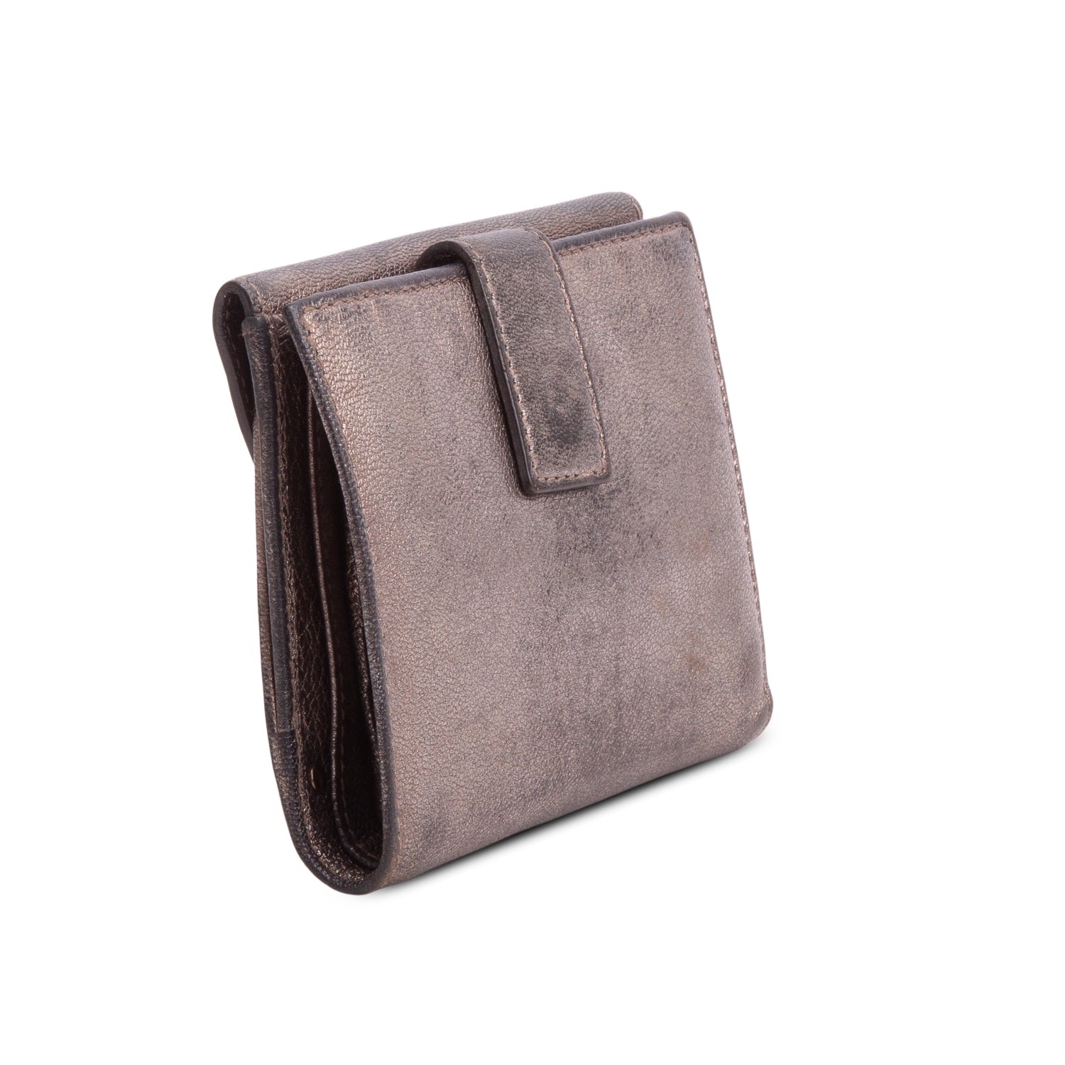 Ferragamo Silver Calfskin Gancini French Wallet