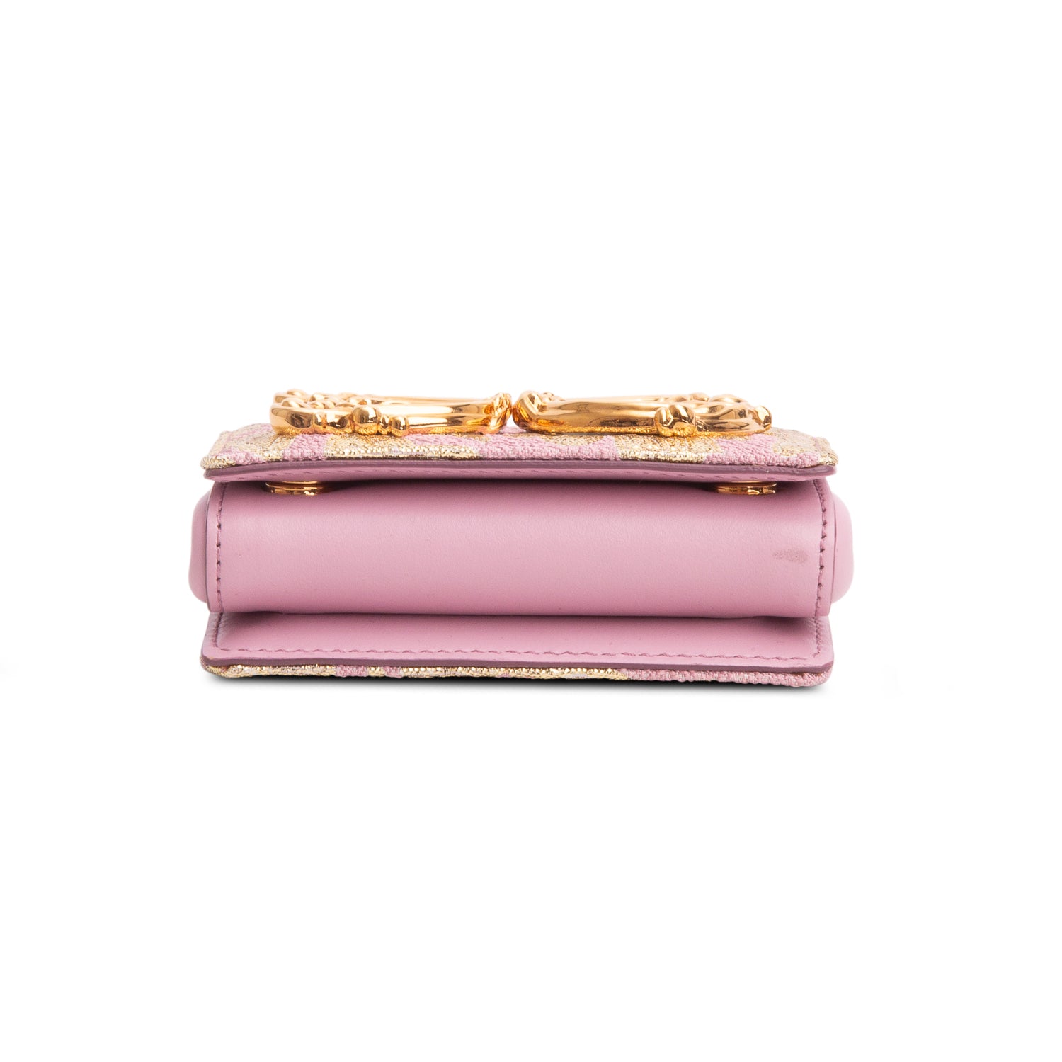 Dolce & Gabbana Pink Gold Brocade Micro DG Girls Bag w/ Authenticity Card