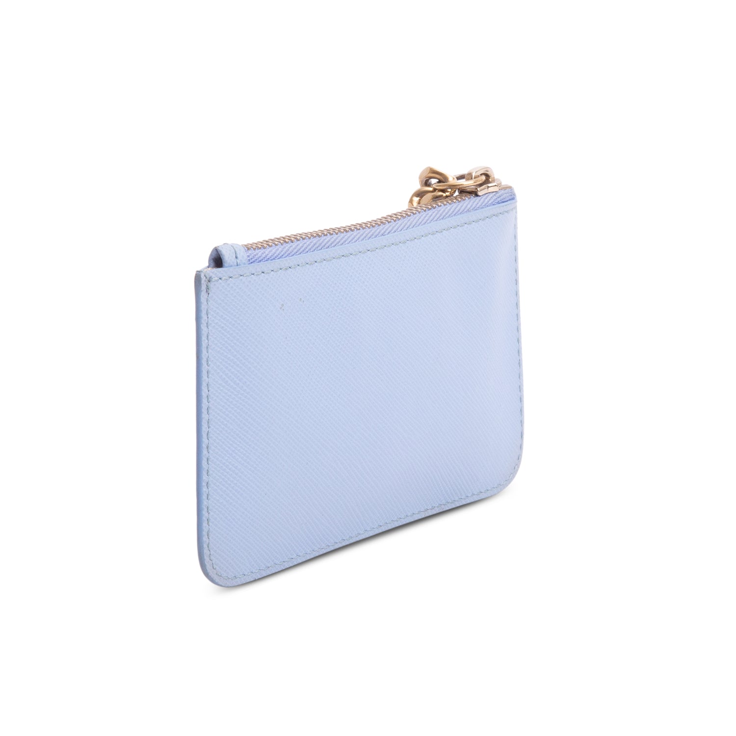 Versace Blue Calf Leather La Medusa Zip Pouch