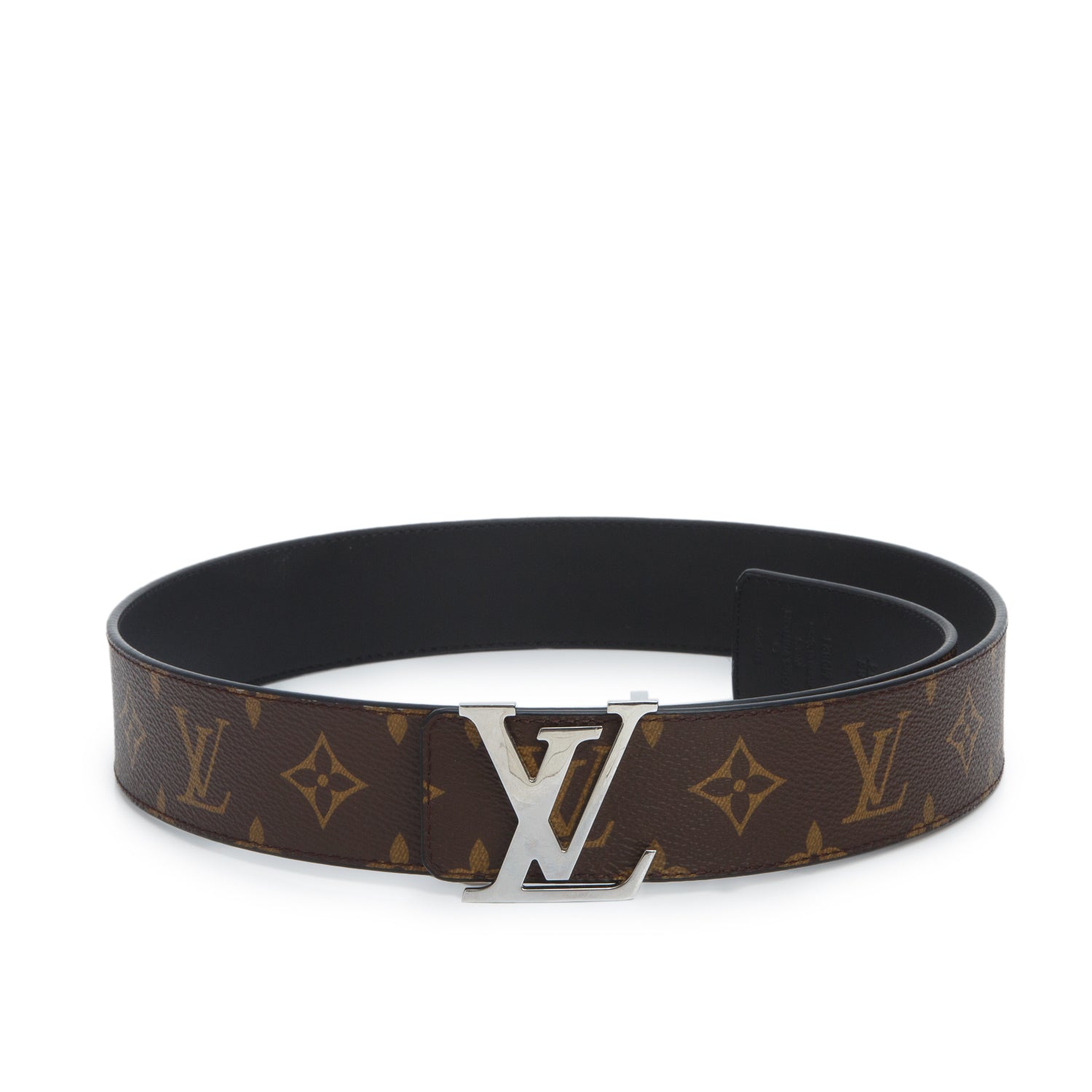 Louis Vuitton 2024 Black Calfskin Leather & Monogram Canvas LV Initiales 40 MM Reversible Belt, Size 85 34