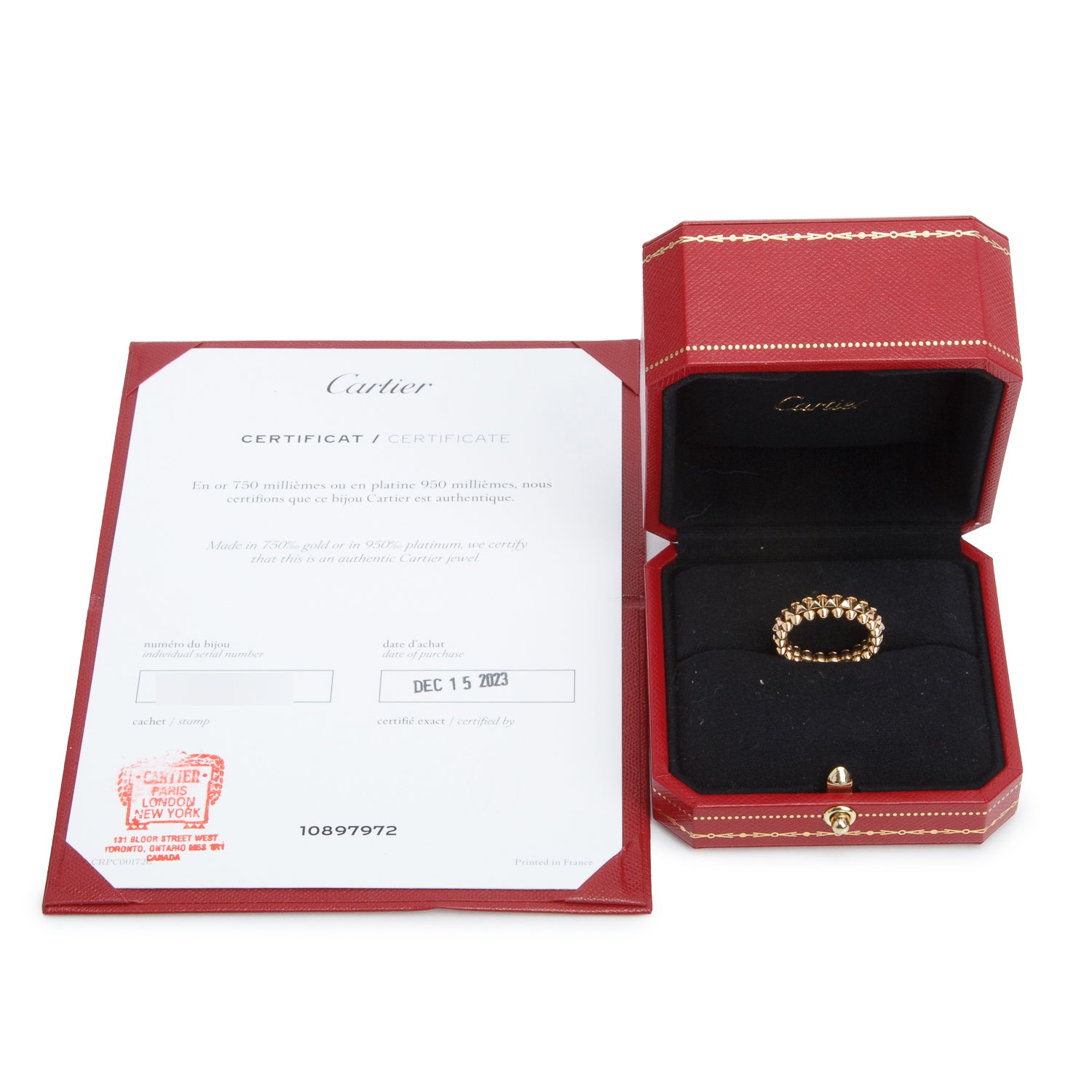 Cartier 2023 18k Rose Gold Clash De Cartier Ring, Small Model, Size 52 6 w/ Box & Certificate