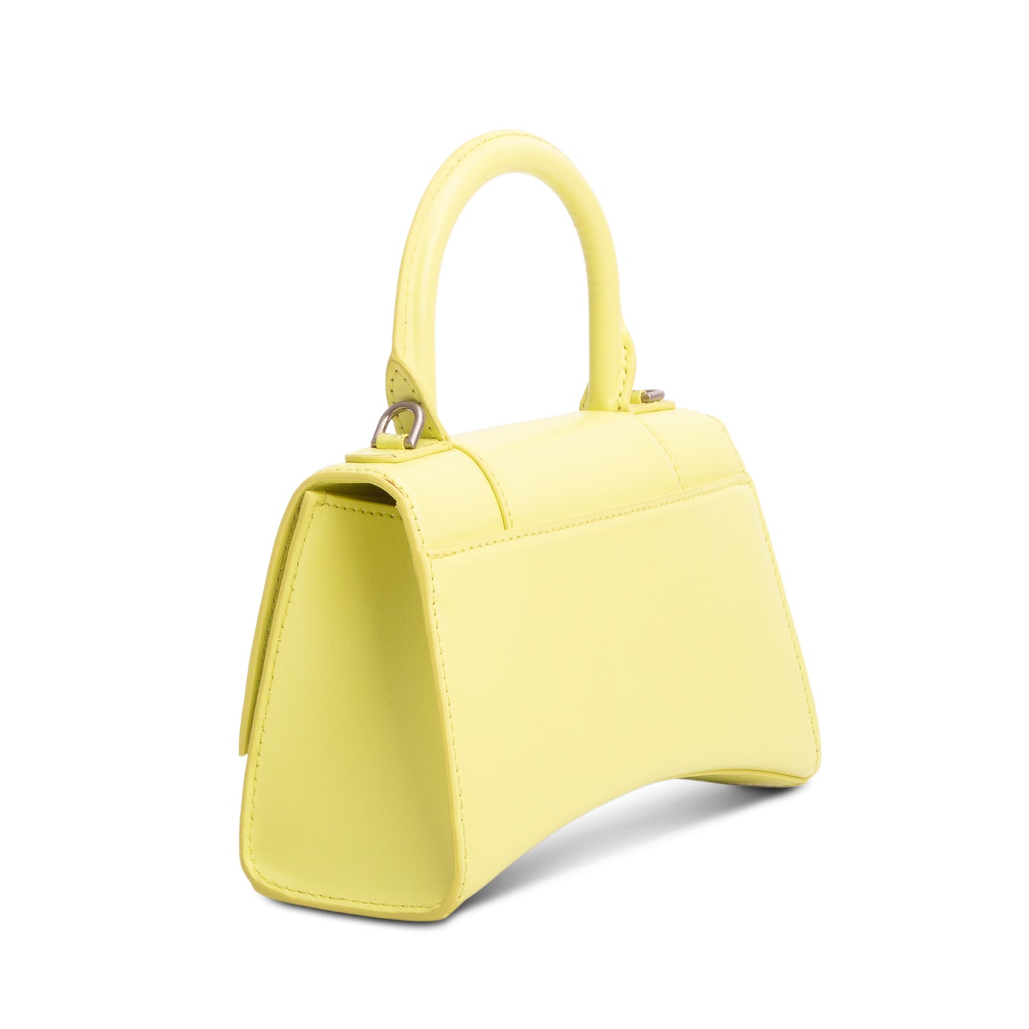 Balenciaga Yellow Shiny Box Calfskin Leather XS Hourglass Top Handle Bag w/ Strap