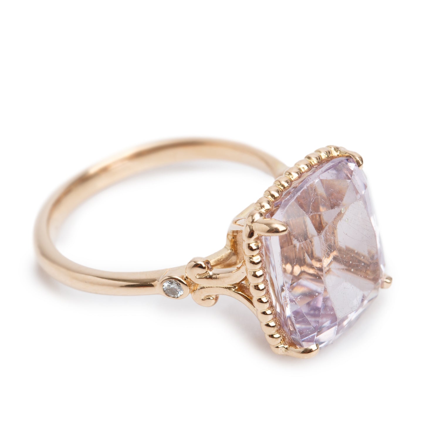 Tiffany & Co. 18k Yellow Gold Amethyst & Diamond Sparklers Cocktail Ring, Size 6.25 w/ Box