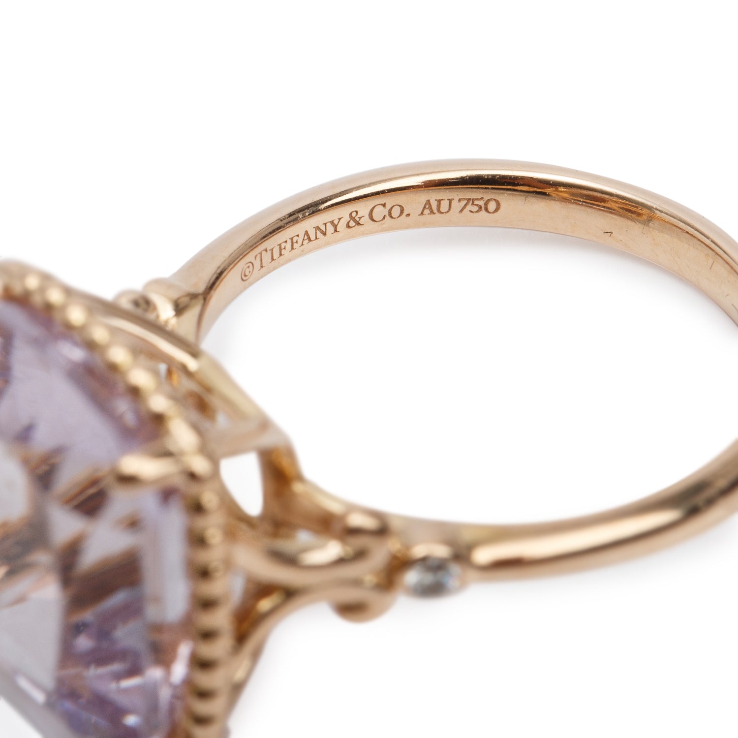 Tiffany & Co. 18k Yellow Gold Amethyst & Diamond Sparklers Cocktail Ring, Size 6.25 w/ Box