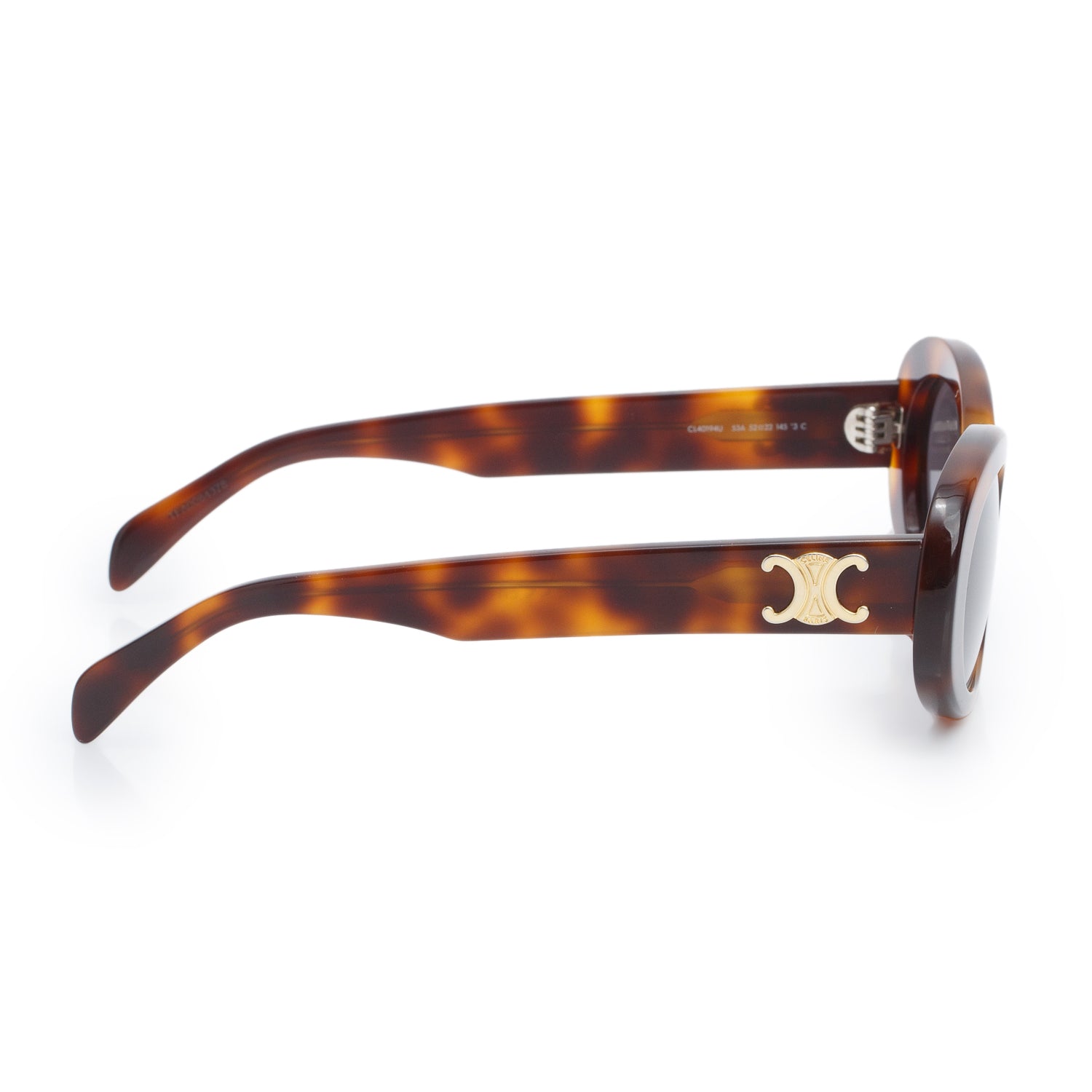 Celine CL40194U Brown Havana Acetate Triomphe 01 Oval Sunglasses
