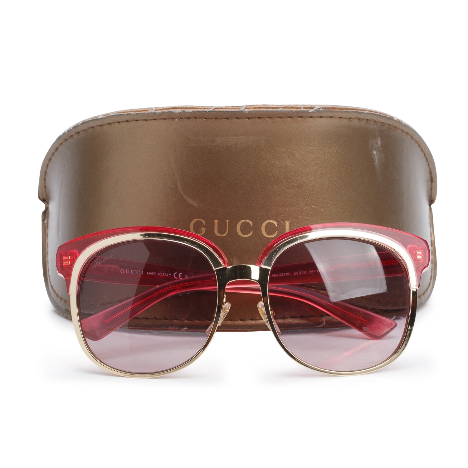 Gucci GG 4241/S Red Acetate Cat Eye Square Sunglasses w/ Case