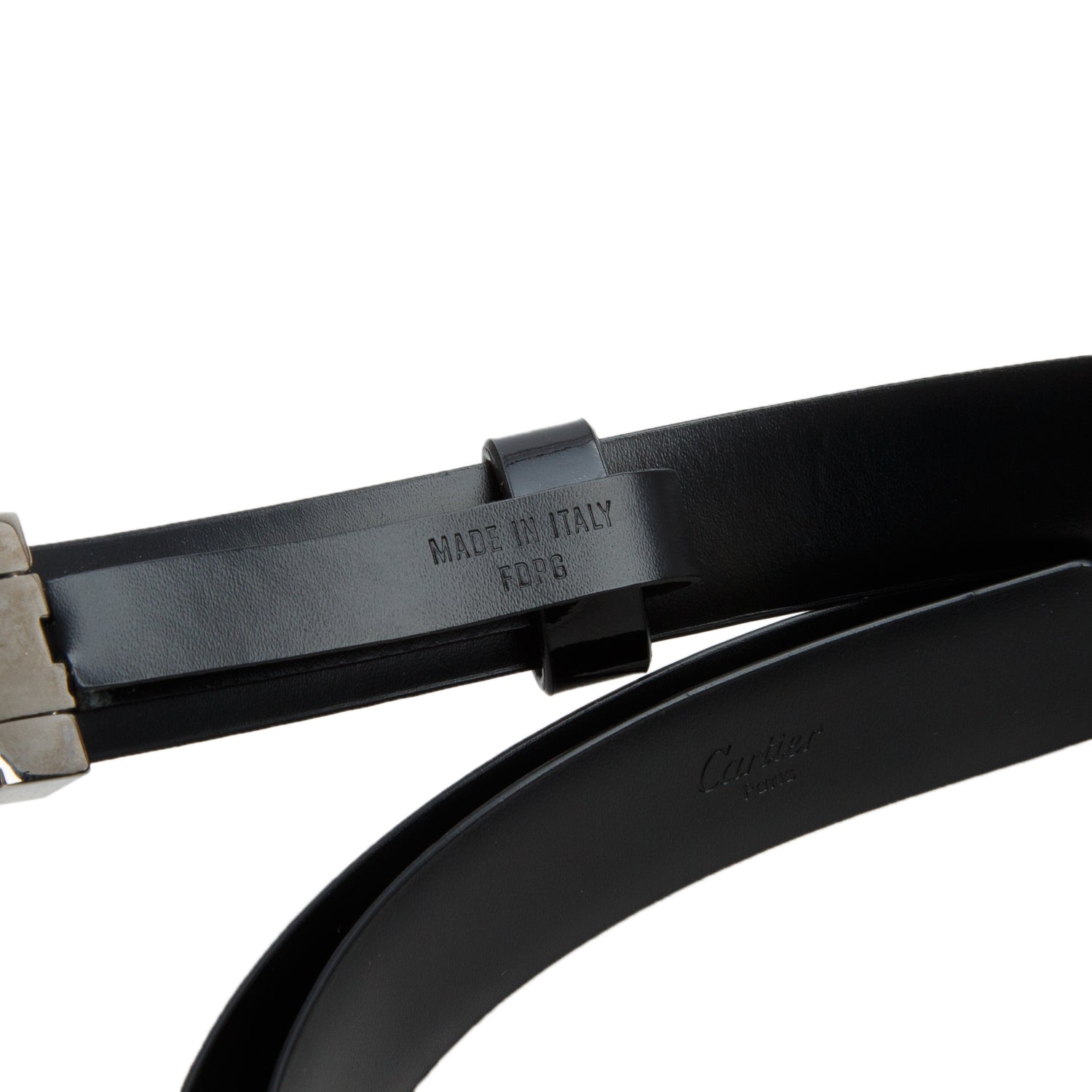 Cartier Black Cowhide Leather Santos De Cartier Buckle Belt w/ Box & Card