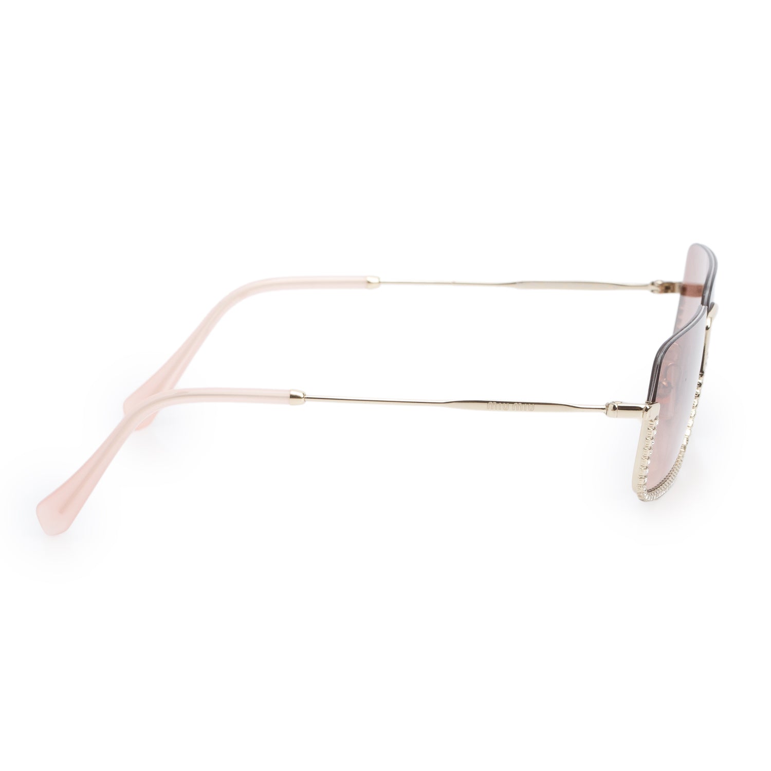 Miu Miu SMU 70U Pink Gradient Rimless Crystal Rectangle Sunglasses w/ Case