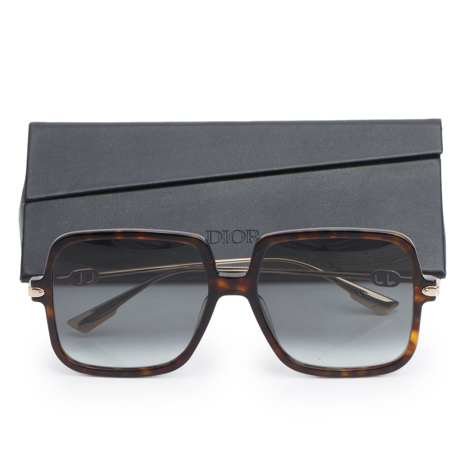 Christian Dior Diorlink1 Tortoise Gradient Square Sunglasses w/ Case