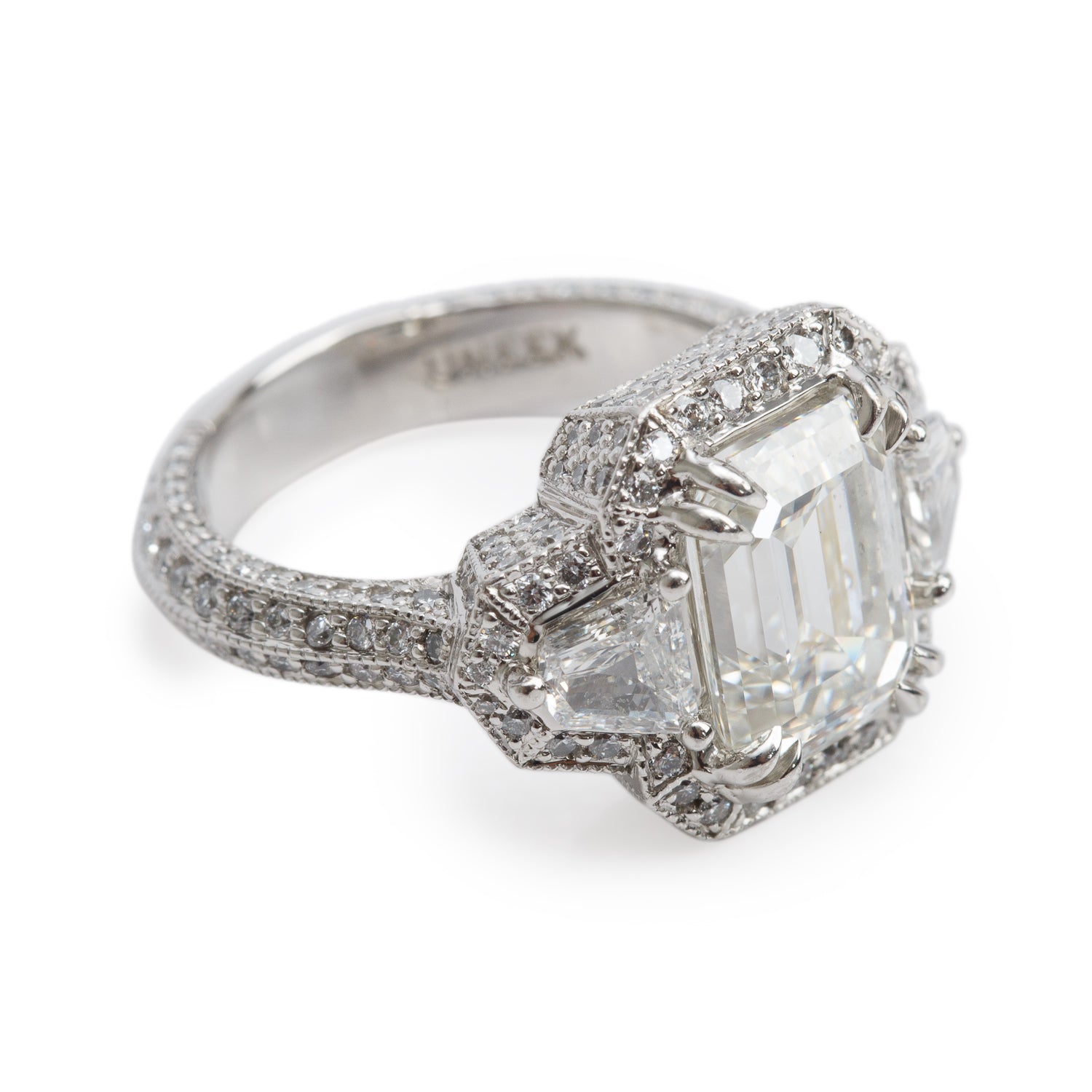 Platinum 3.07 ct. Emerald Cut Diamond Engagement Ring, Size 4 w/ GIA Certificate