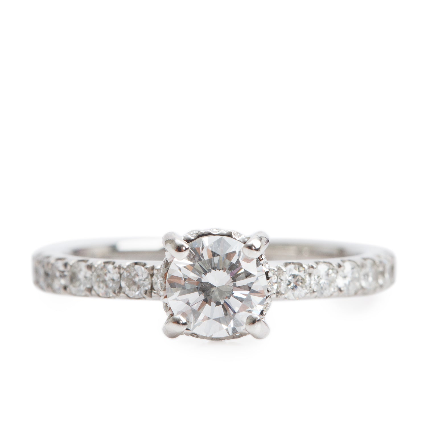 18k White Gold 0.65 ct. Round Cut Diamond Engagement Ring, Size 6.5