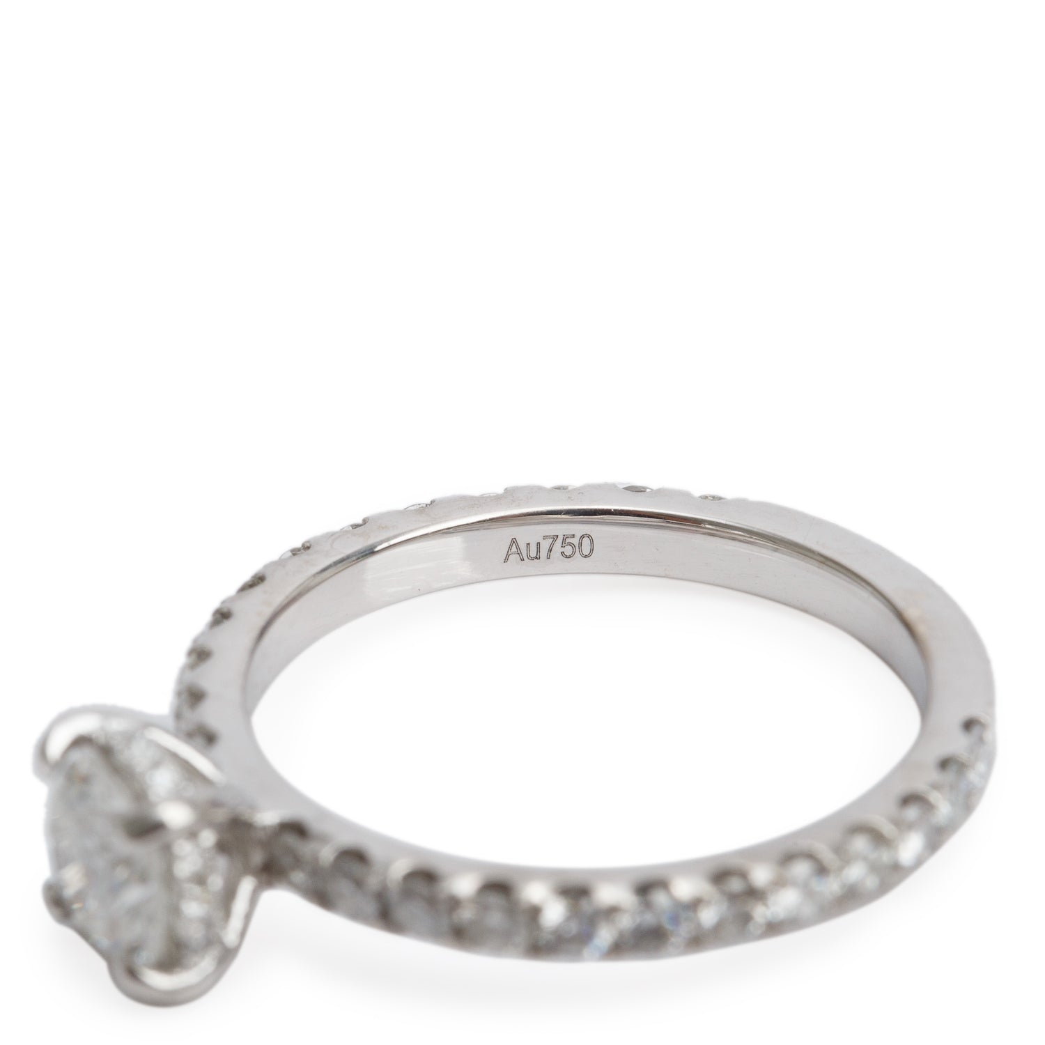 18k White Gold 0.65 ct. Round Cut Diamond Engagement Ring, Size 6.5