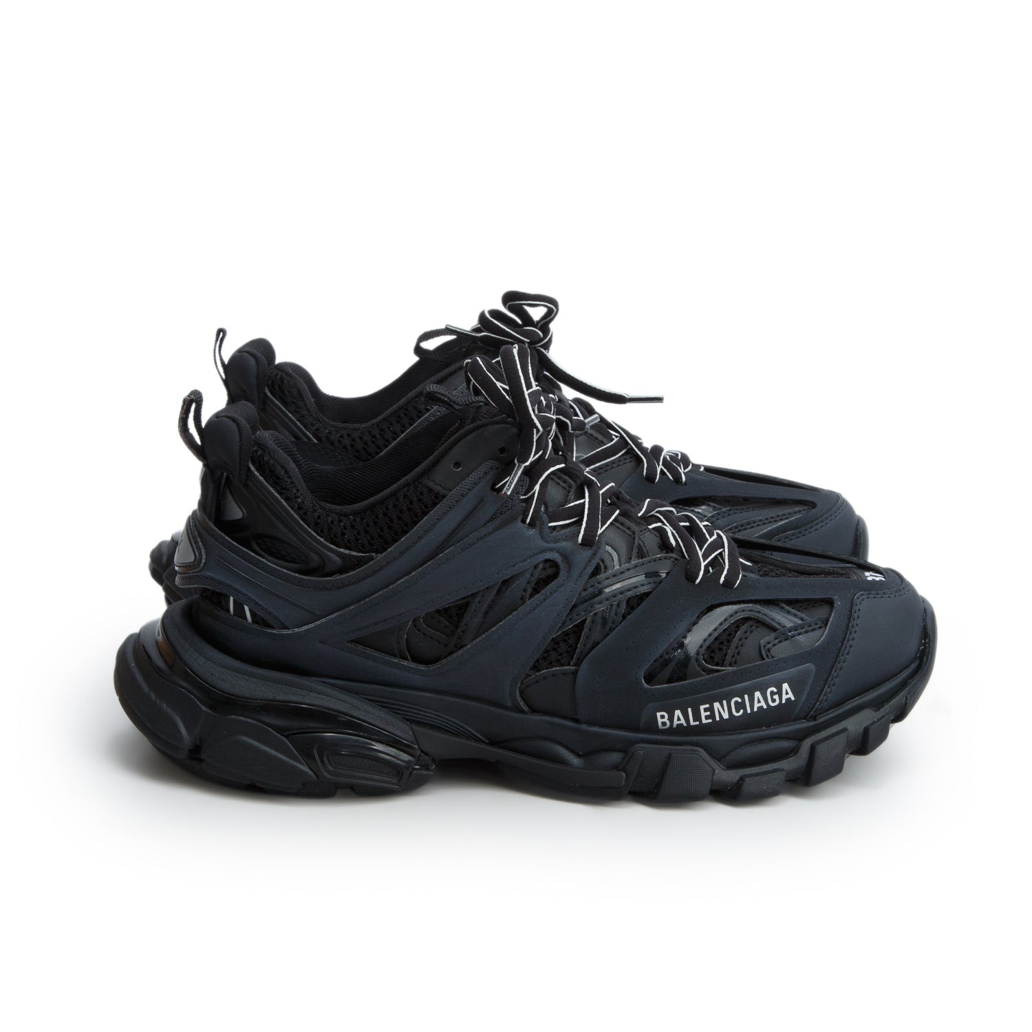 Balenciaga 2026 Black Mesh Rubber Track Sneakers, Size 37 w/ Box & Receipt