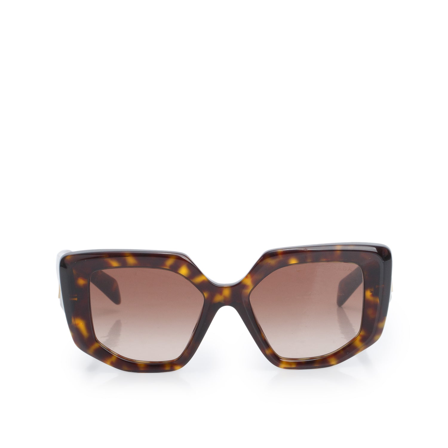Prada SPR 14Z Tortoise Acetate Triangle Logo Sunglasses