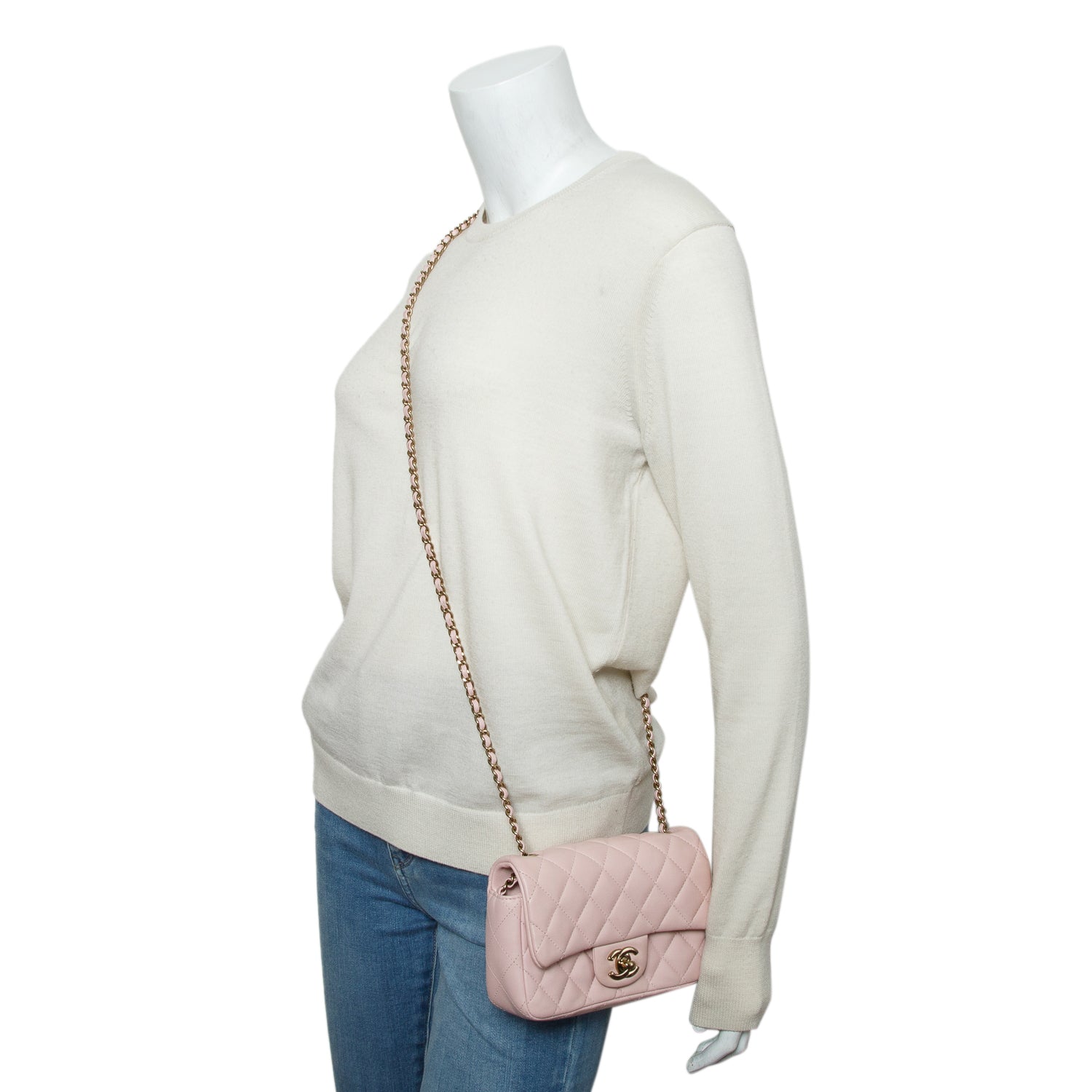 Chanel 2024 Pink Lambskin Quilted Leather Mini Rectangular Flap Bag w/ Box & Receipt