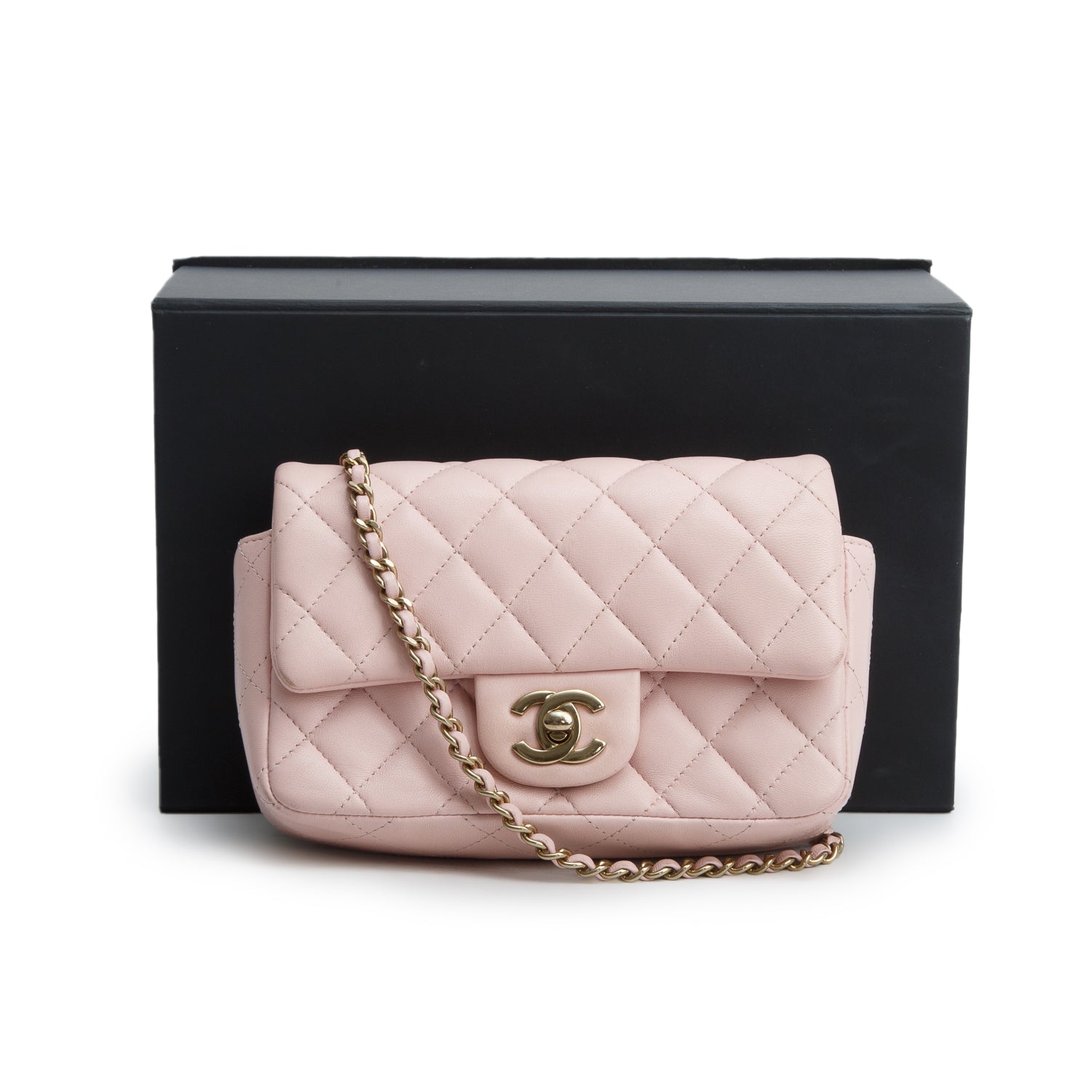 Chanel 2024 Pink Lambskin Quilted Leather Mini Rectangular Flap Bag w/ Box & Receipt