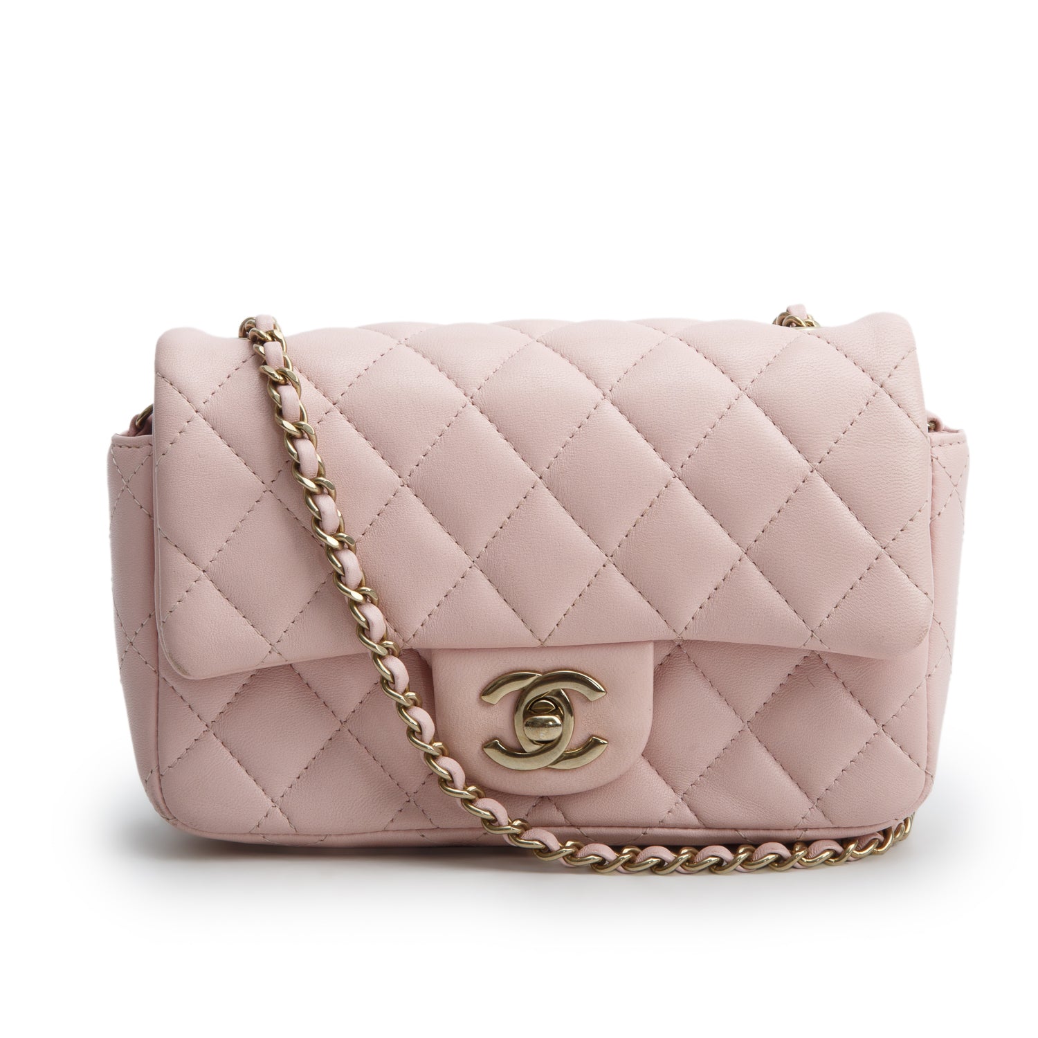 Chanel 2024 Pink Lambskin Quilted Leather Mini Rectangular Flap Bag w/ Box & Receipt