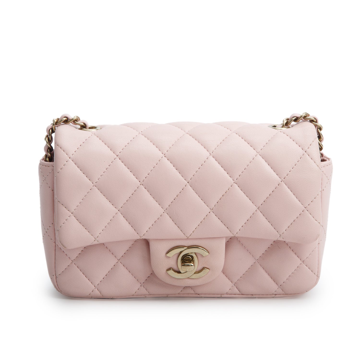 Chanel 2024 Pink Lambskin Quilted Leather Mini Rectangular Flap Bag w/ Box & Receipt