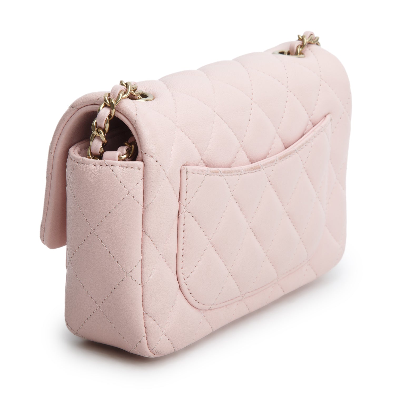 Chanel 2024 Pink Lambskin Quilted Leather Mini Rectangular Flap Bag w/ Box & Receipt