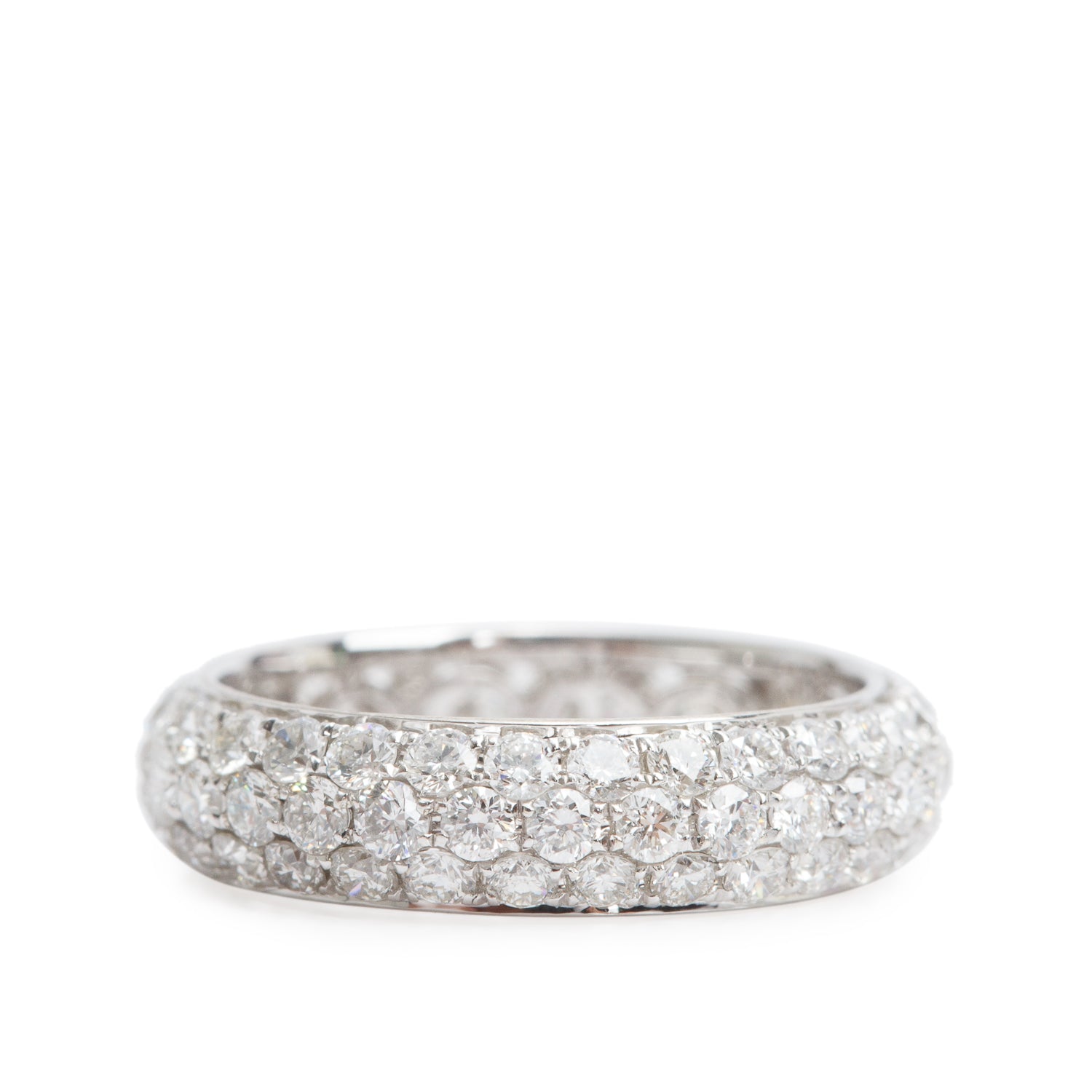 18k White Gold 1.74 tcw. Pave Diamond Eternity Wedding Band Ring, Size 3