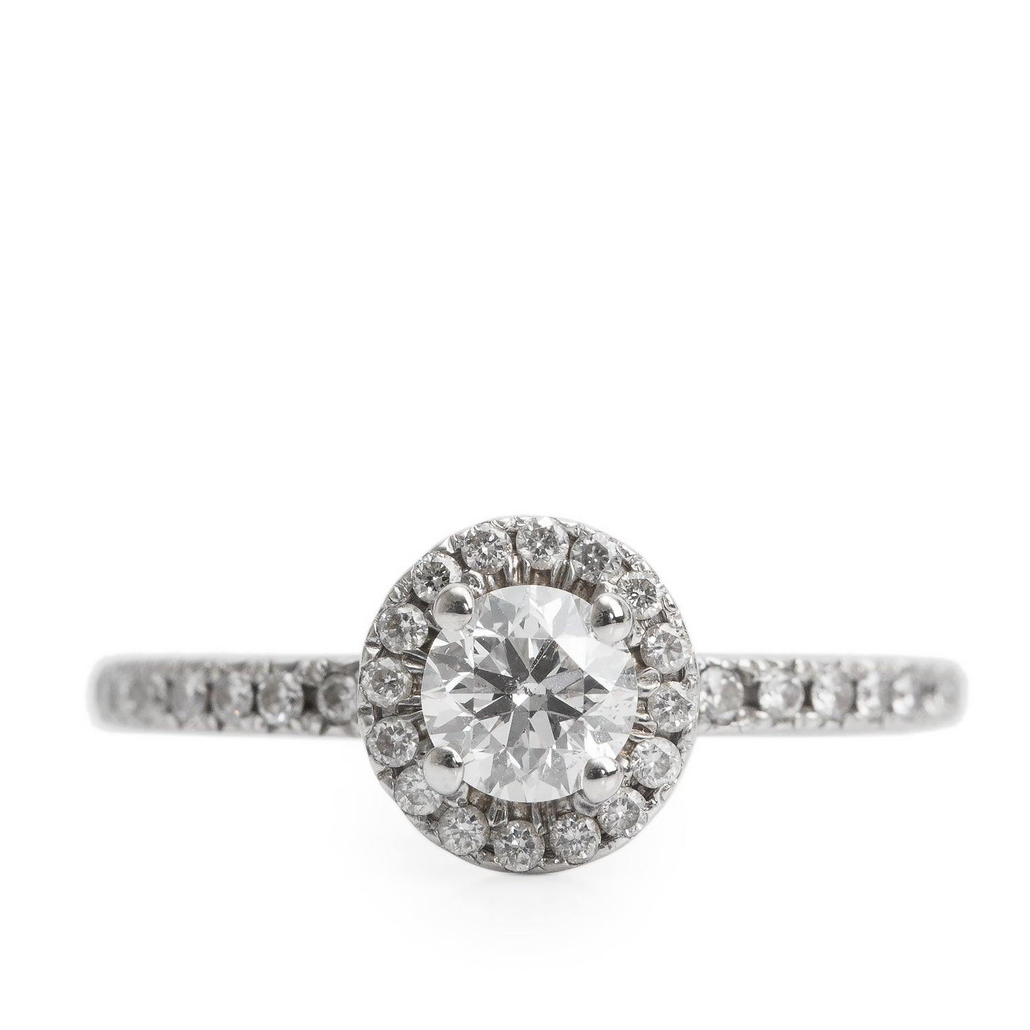 Michael Hill 14k White Gold 0.79 tcw. Halo Design Diamond Engagement Ring, Size 6 w/ Box & Certificate