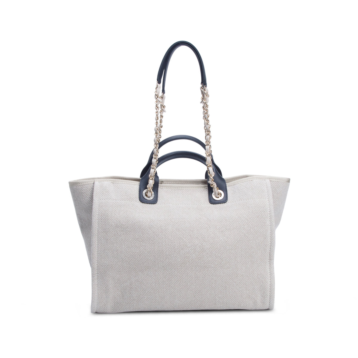 Chanel Beige Mixed Fibers Calfskin Medium Deauville Shopping Tote w/ Pouch