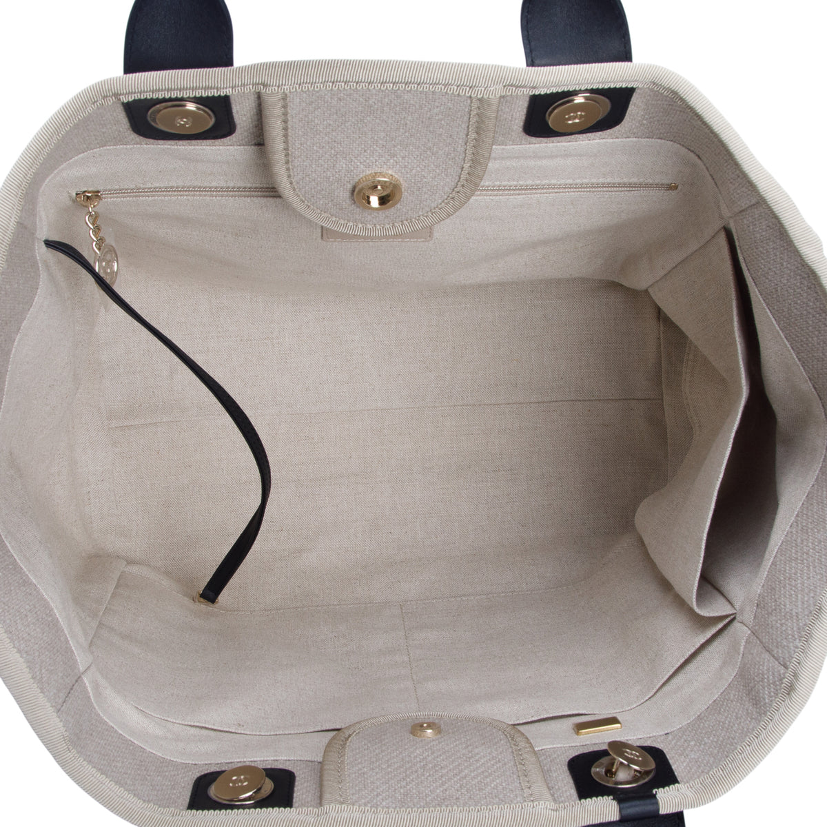 Chanel Beige Mixed Fibers Calfskin Medium Deauville Shopping Tote w/ Pouch