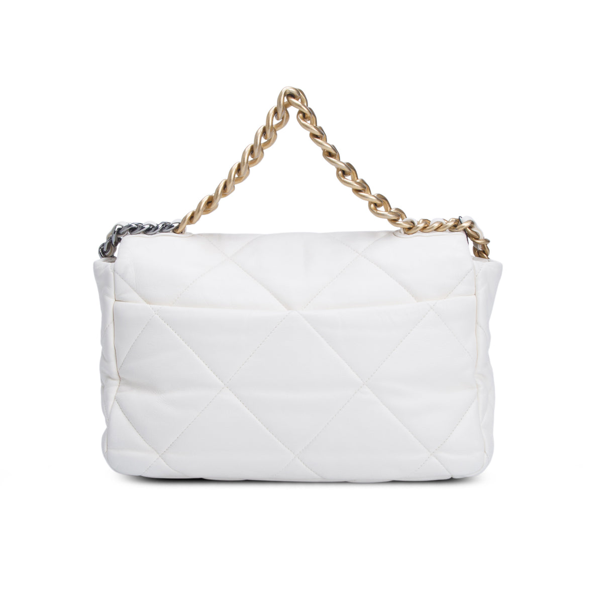 Chanel 2020 White Lambskin Leather Medium 19 Flap Bag w/ Authenticity Card