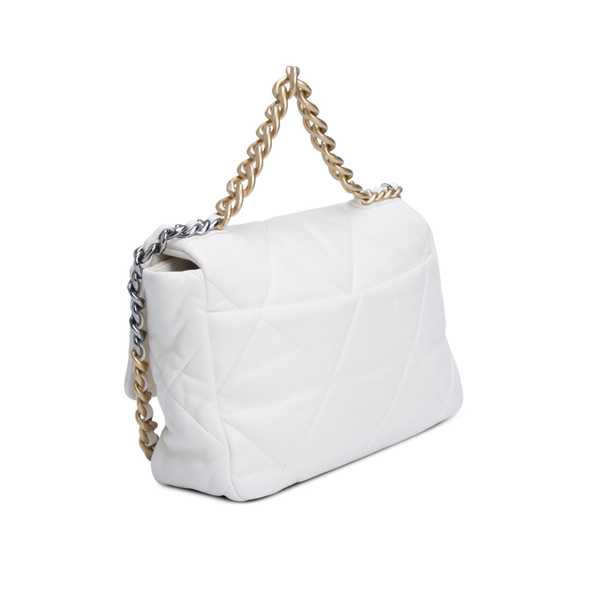 Chanel 2020 White Lambskin Leather Medium 19 Flap Bag w/ Authenticity Card