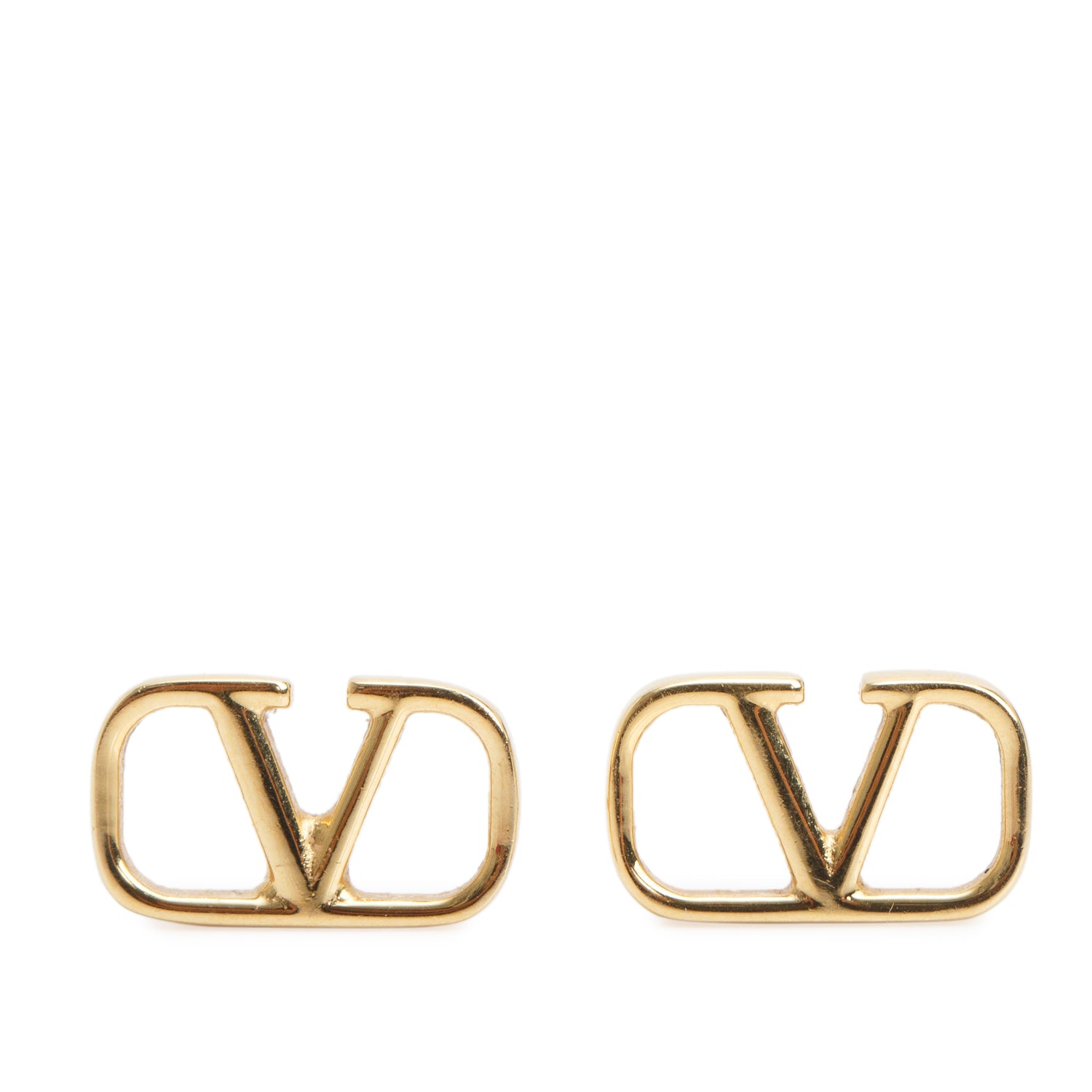 Valentino Gold-Plated VLogo Signature Stud Earrings w/ Box