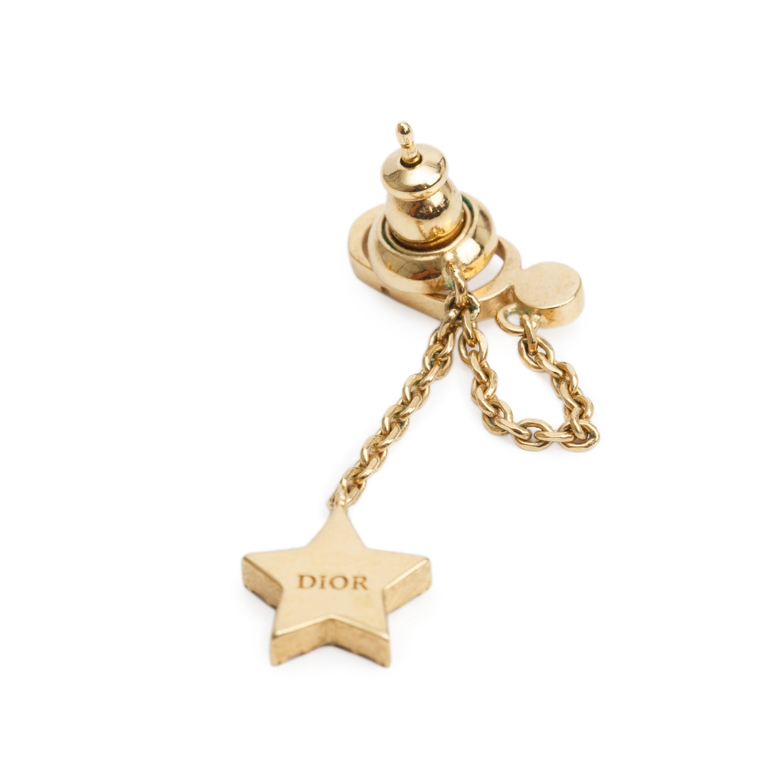 Christian Dior Gold-Plated Crystal Star CD Drop Earrings
