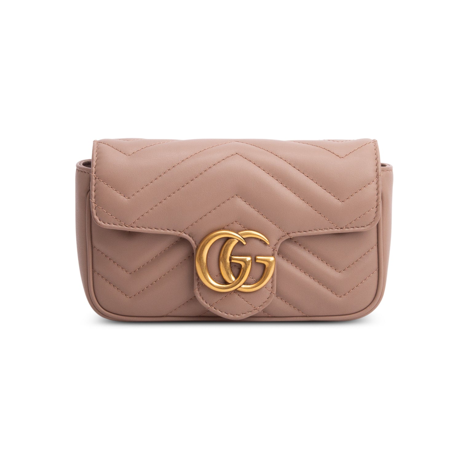 Gucci Pink GG Marmont Matelasse Leather Super Mini Bag w/ Box