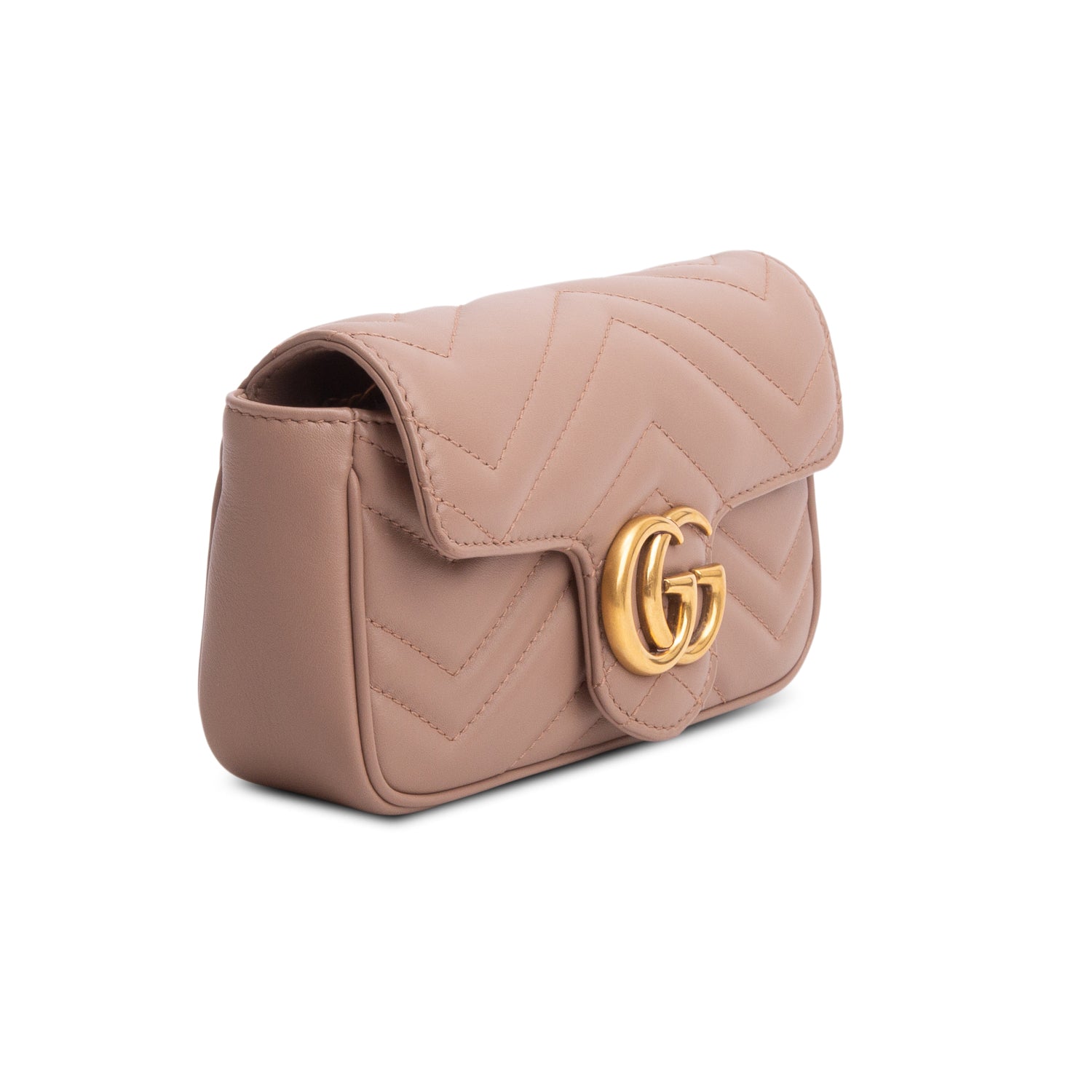 Gucci Pink GG Marmont Matelasse Leather Super Mini Bag w/ Box